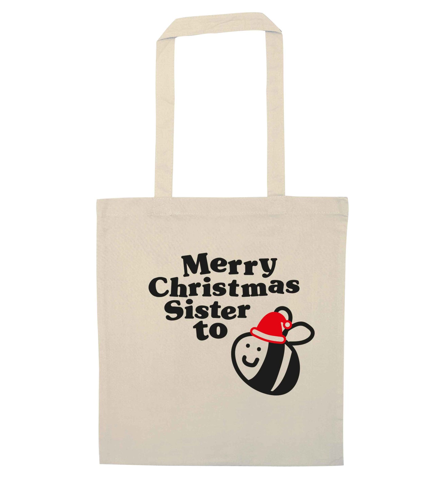 Merry Christmas sister to be natural tote bag