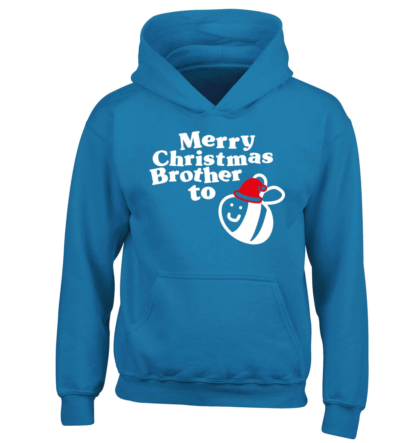Merry Christmas brother to be children's blue hoodie 12-13 Years