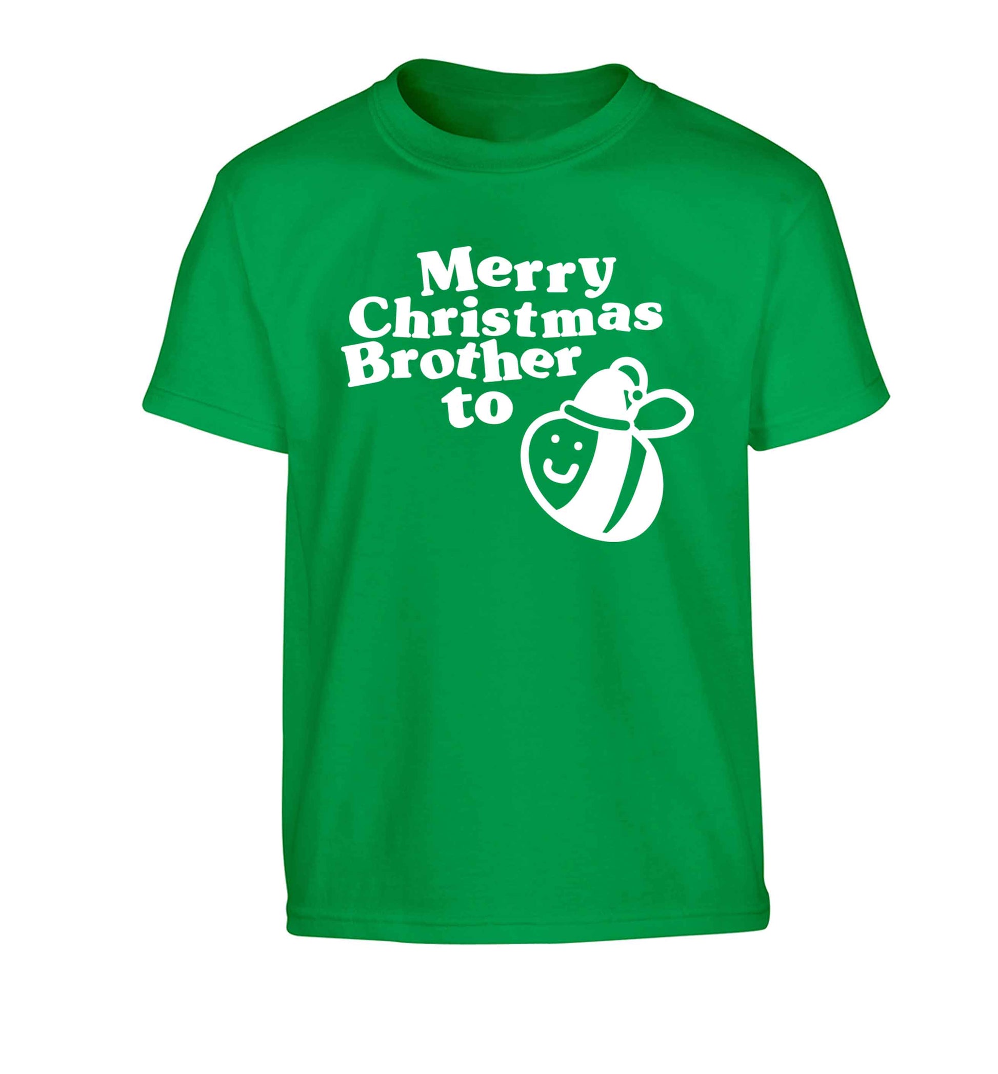 Merry Christmas brother to be Children's green Tshirt 12-13 Years