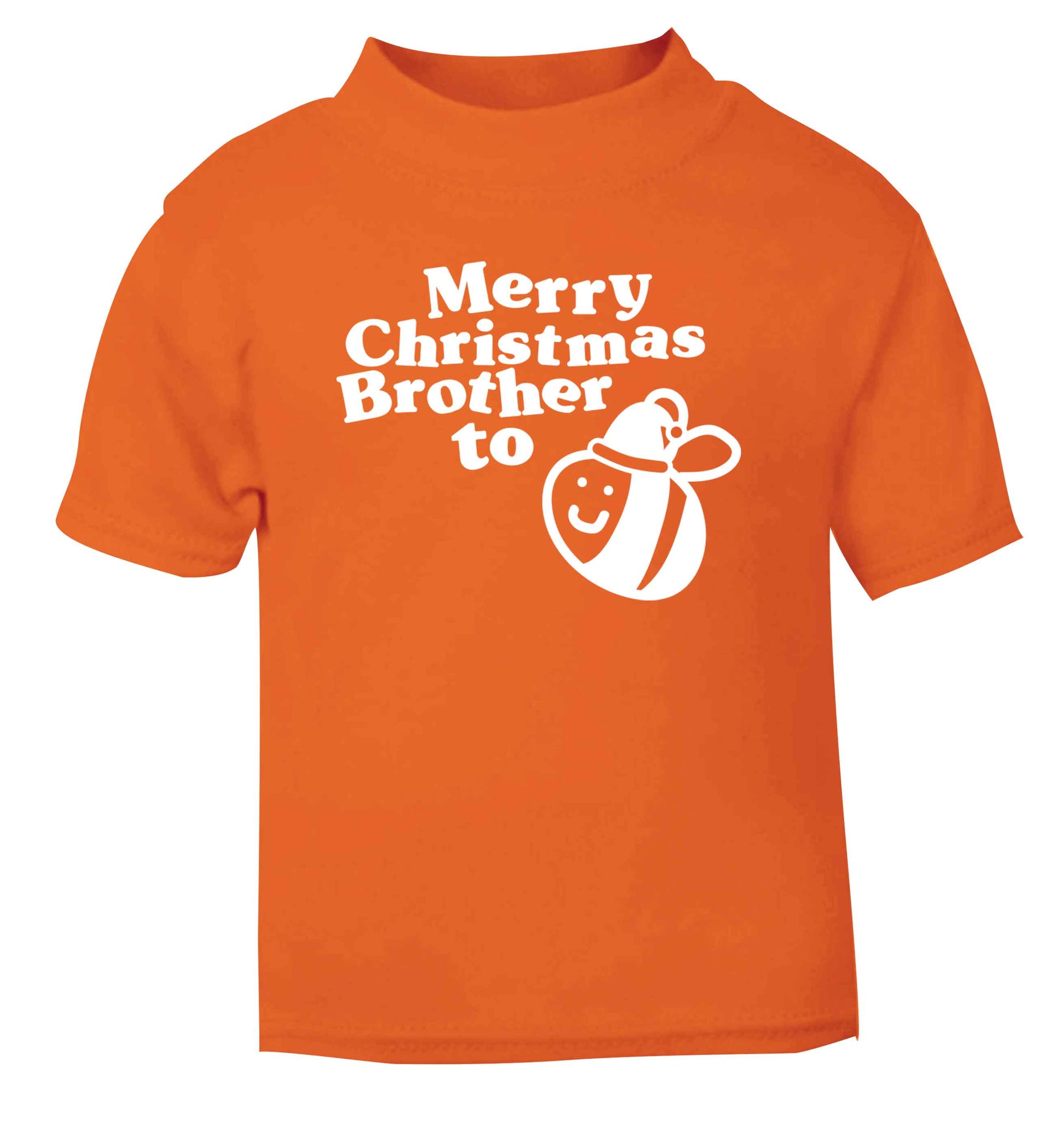 Merry Christmas brother to be orange Baby Toddler Tshirt 2 Years