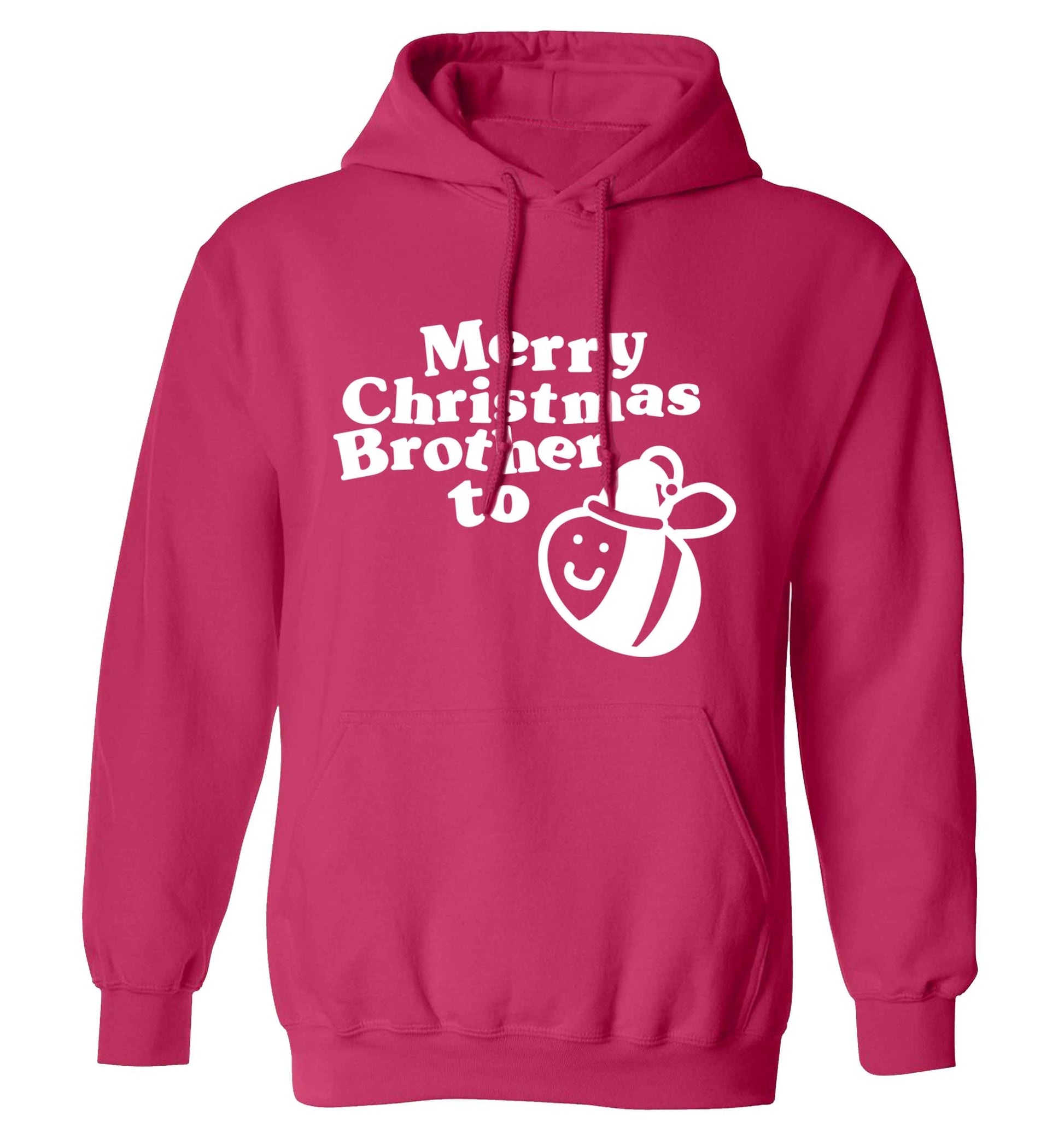 Merry Christmas brother to be adults unisex pink hoodie 2XL