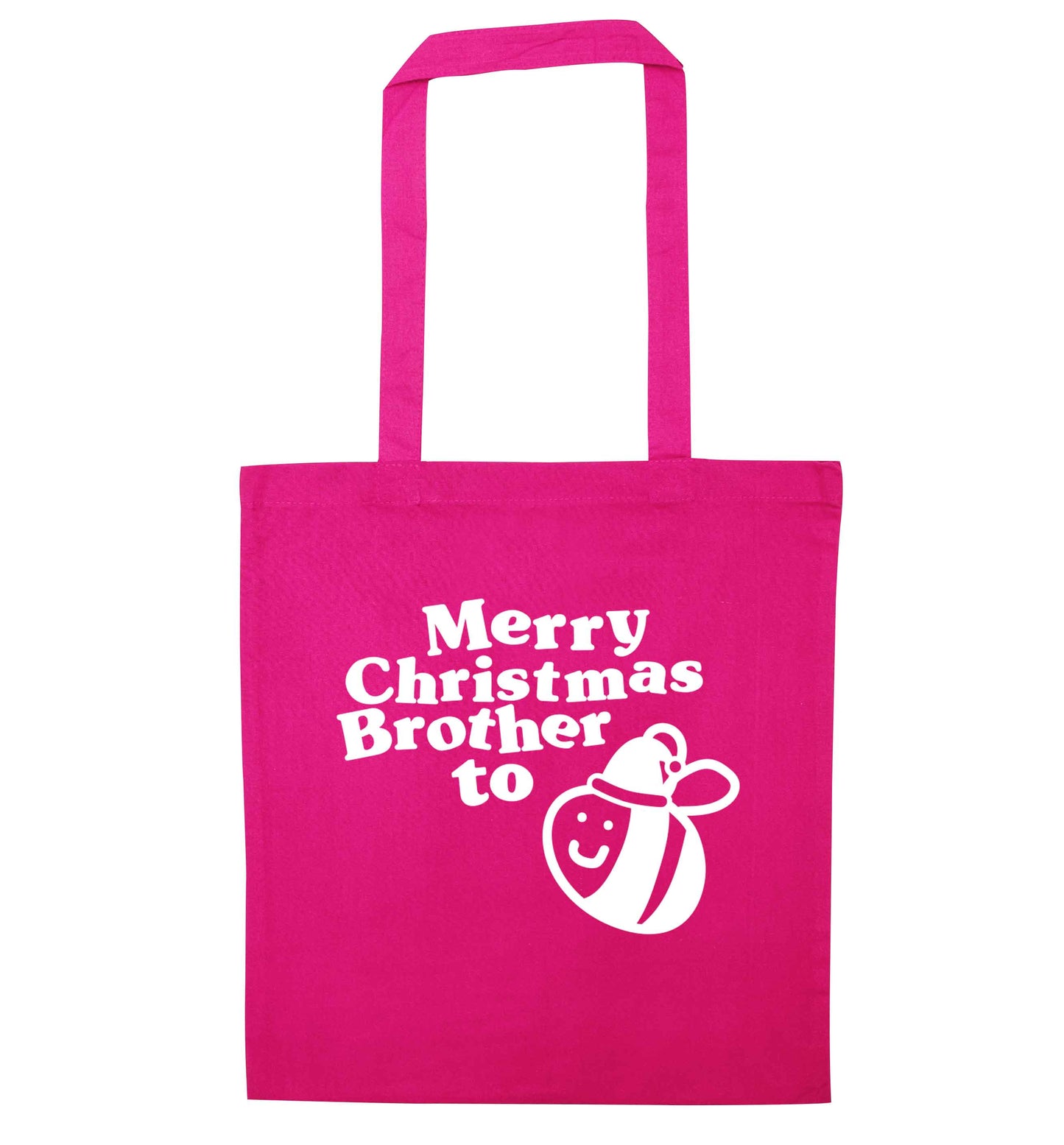 Merry Christmas brother to be pink tote bag