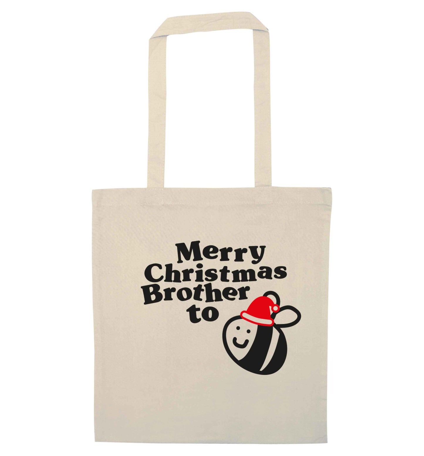 Merry Christmas brother to be natural tote bag