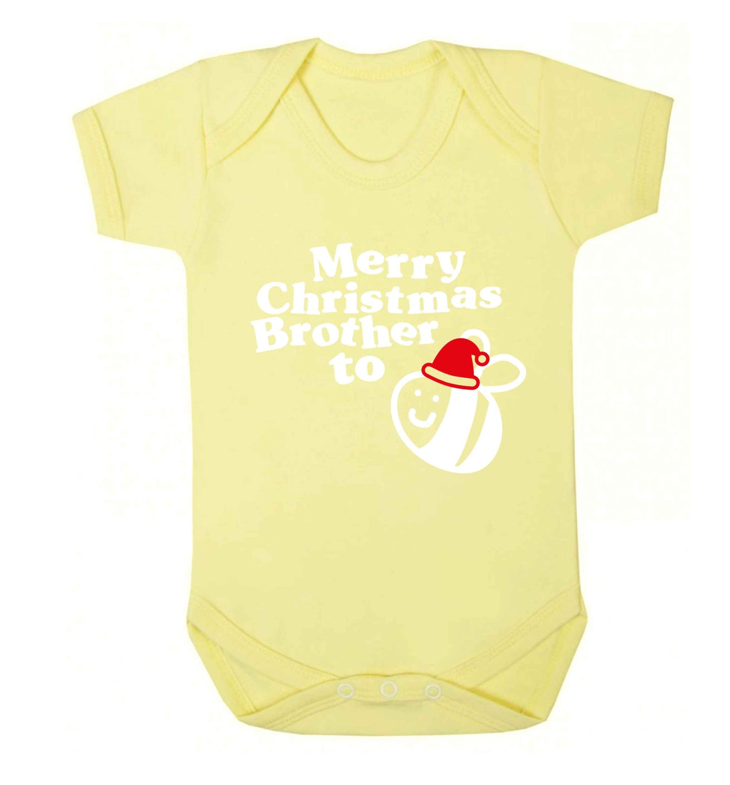 Merry Christmas brother to be Baby Vest pale yellow 18-24 months