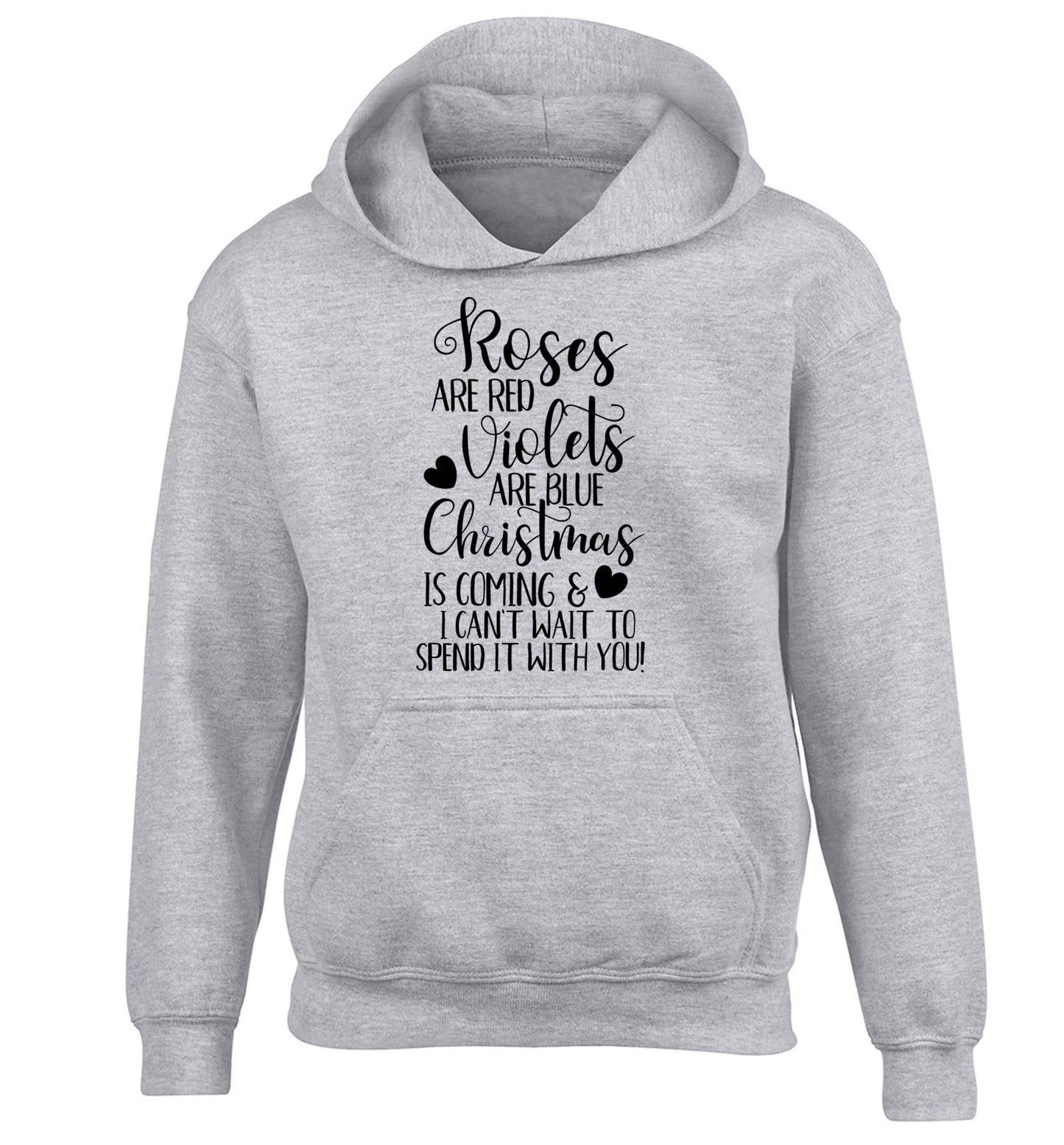 Roses are red violets are blue Christmas is coming and I can't wait to spend it with you children's grey hoodie 12-13 Years