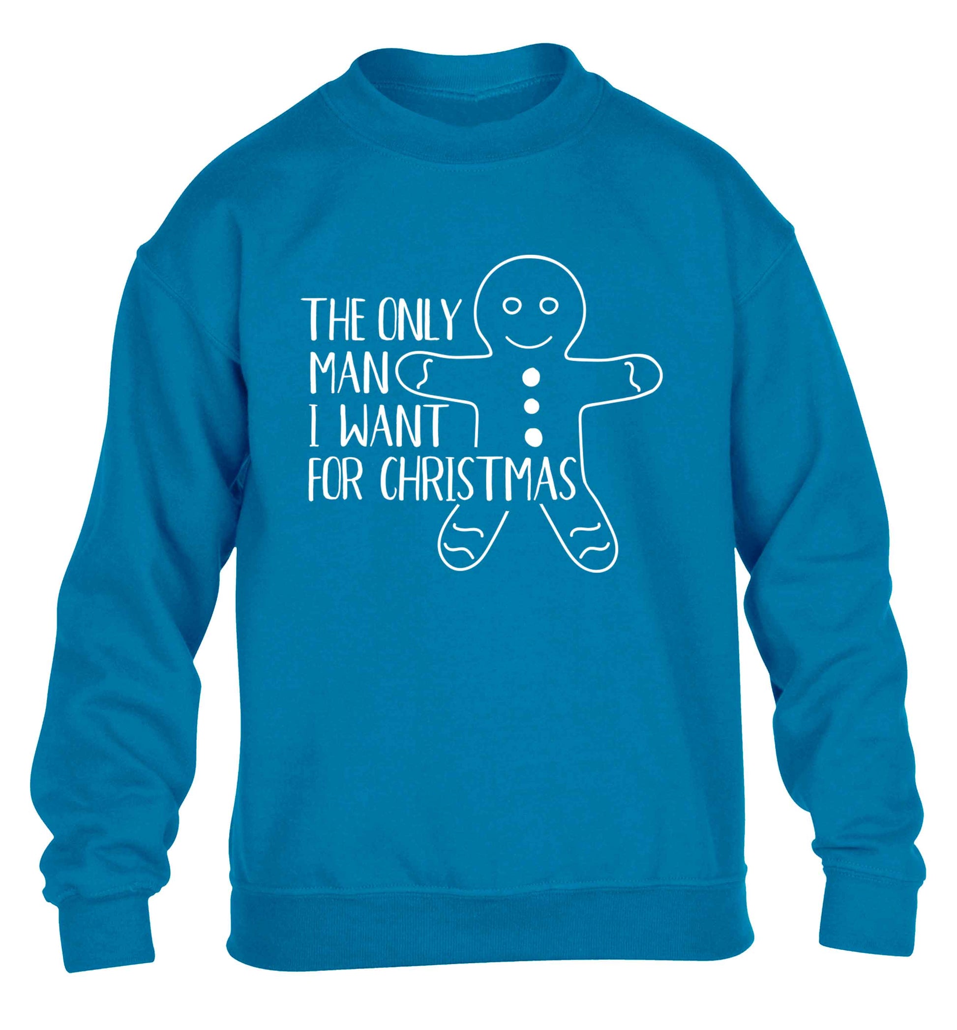 The only man I want for Christmas children's blue sweater 12-13 Years