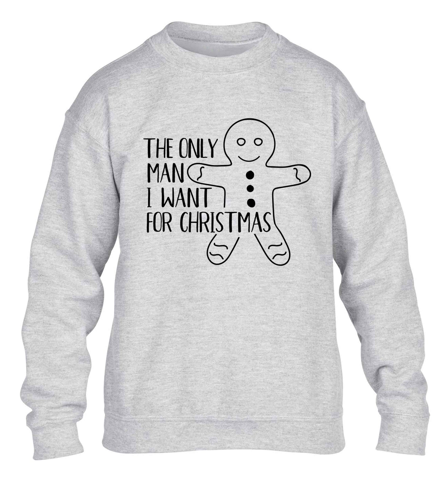 The only man I want for Christmas children's grey sweater 12-13 Years
