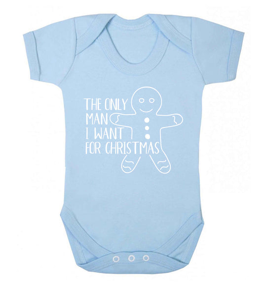 The only man I want for Christmas Baby Vest pale blue 18-24 months