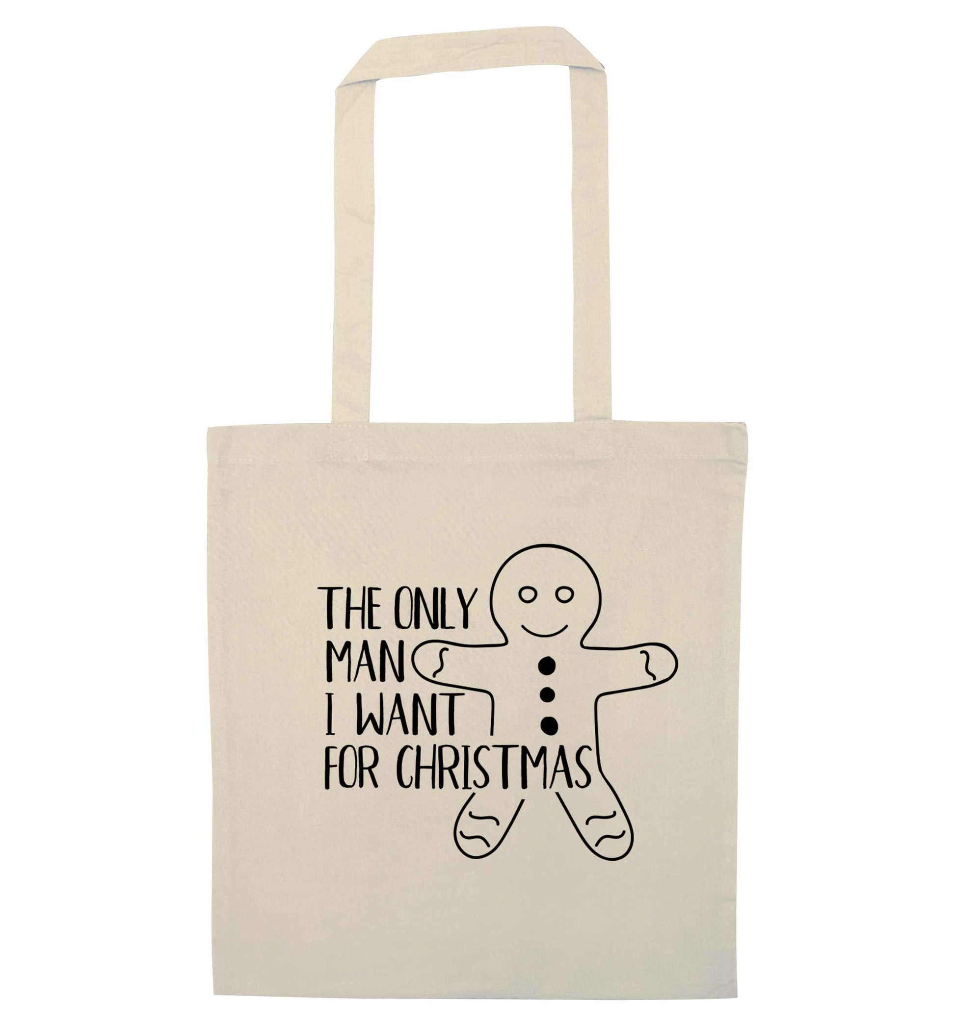 The only man I want for Christmas natural tote bag