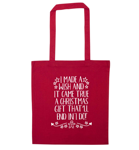 I made a wish and it came true a Christmas gift that'll end in 'I do' red tote bag
