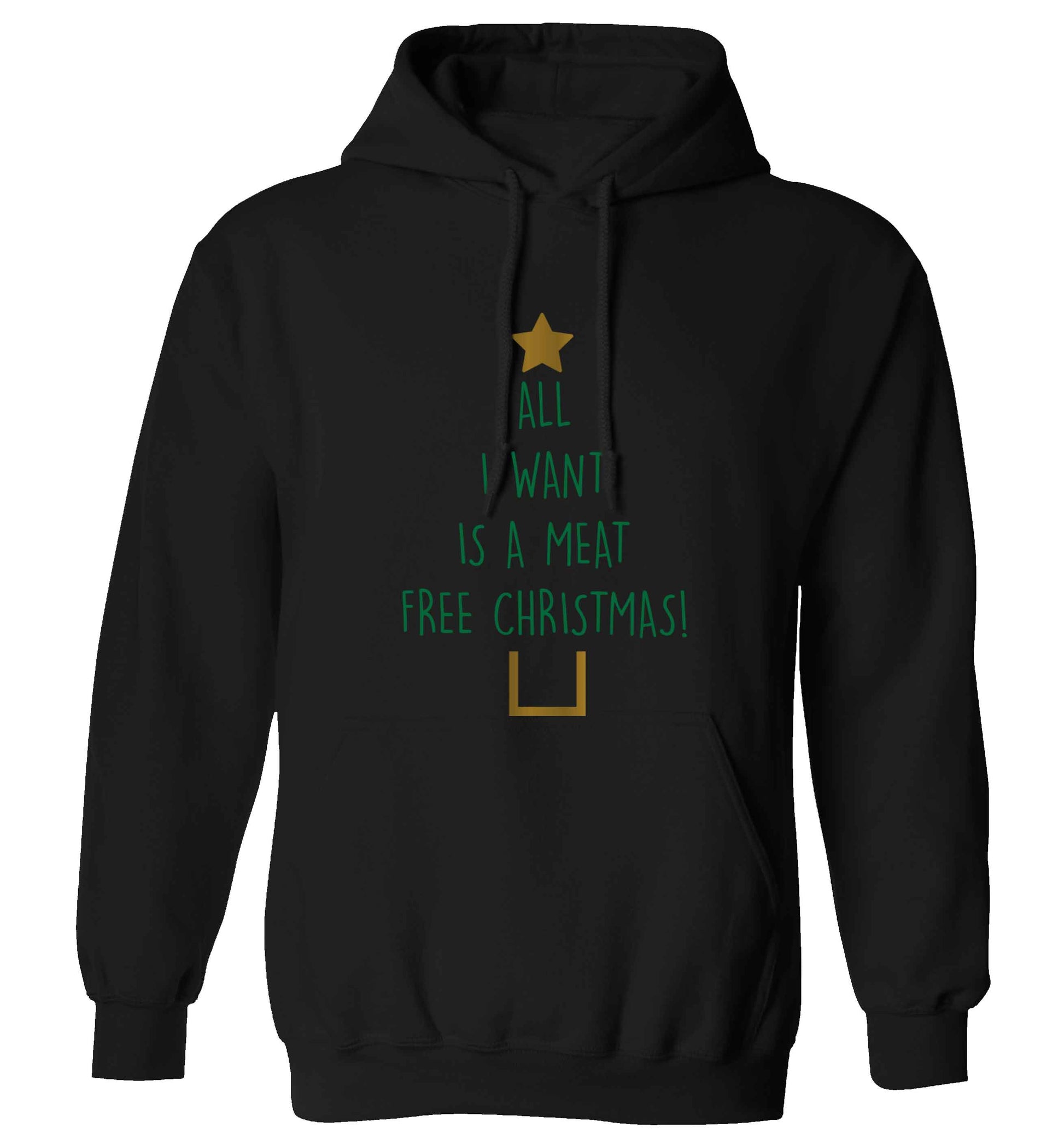 All I want is a meat free Christmas adults unisex black hoodie 2XL