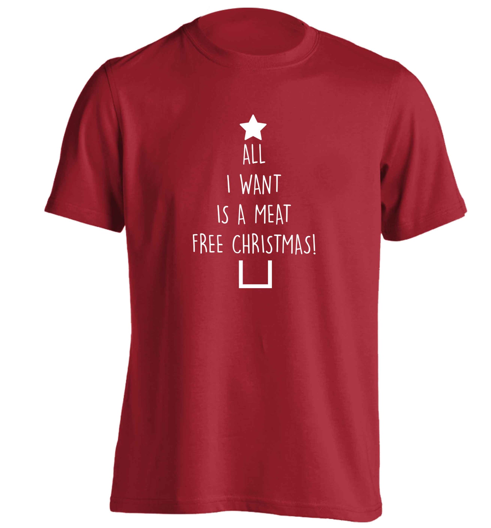 All I want is a meat free Christmas adults unisex red Tshirt 2XL