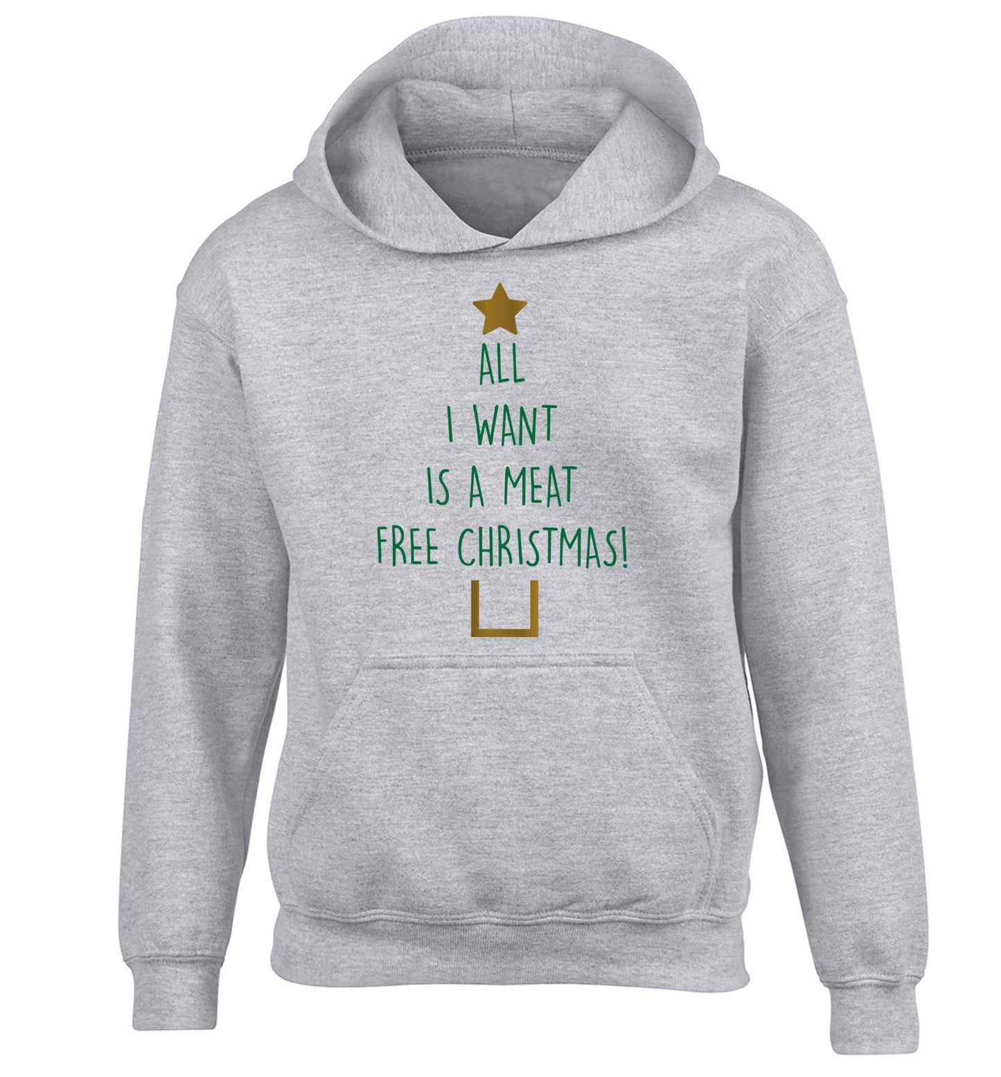 All I want is a meat free Christmas children's grey hoodie 12-13 Years