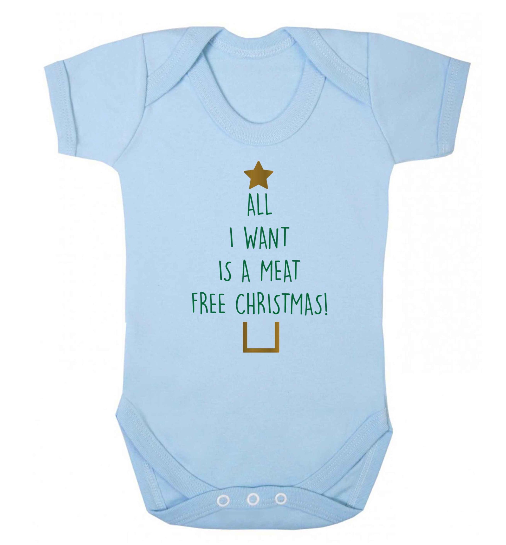 All I want is a meat free Christmas Baby Vest pale blue 18-24 months