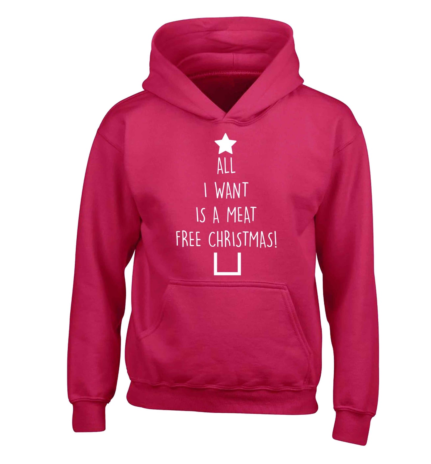 All I want is a meat free Christmas children's pink hoodie 12-13 Years