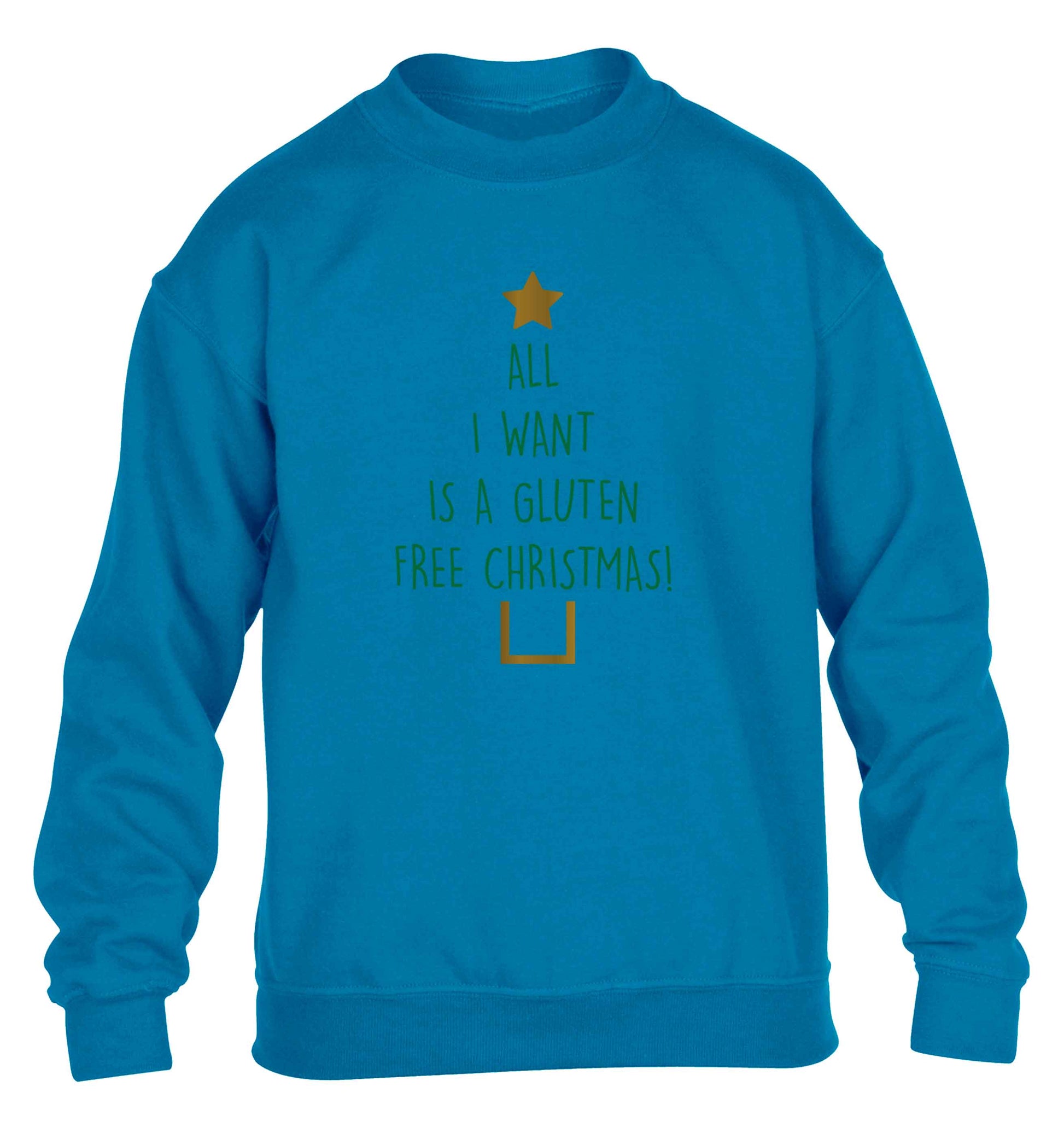 All I want is a gluten free Christmas children's blue sweater 12-13 Years