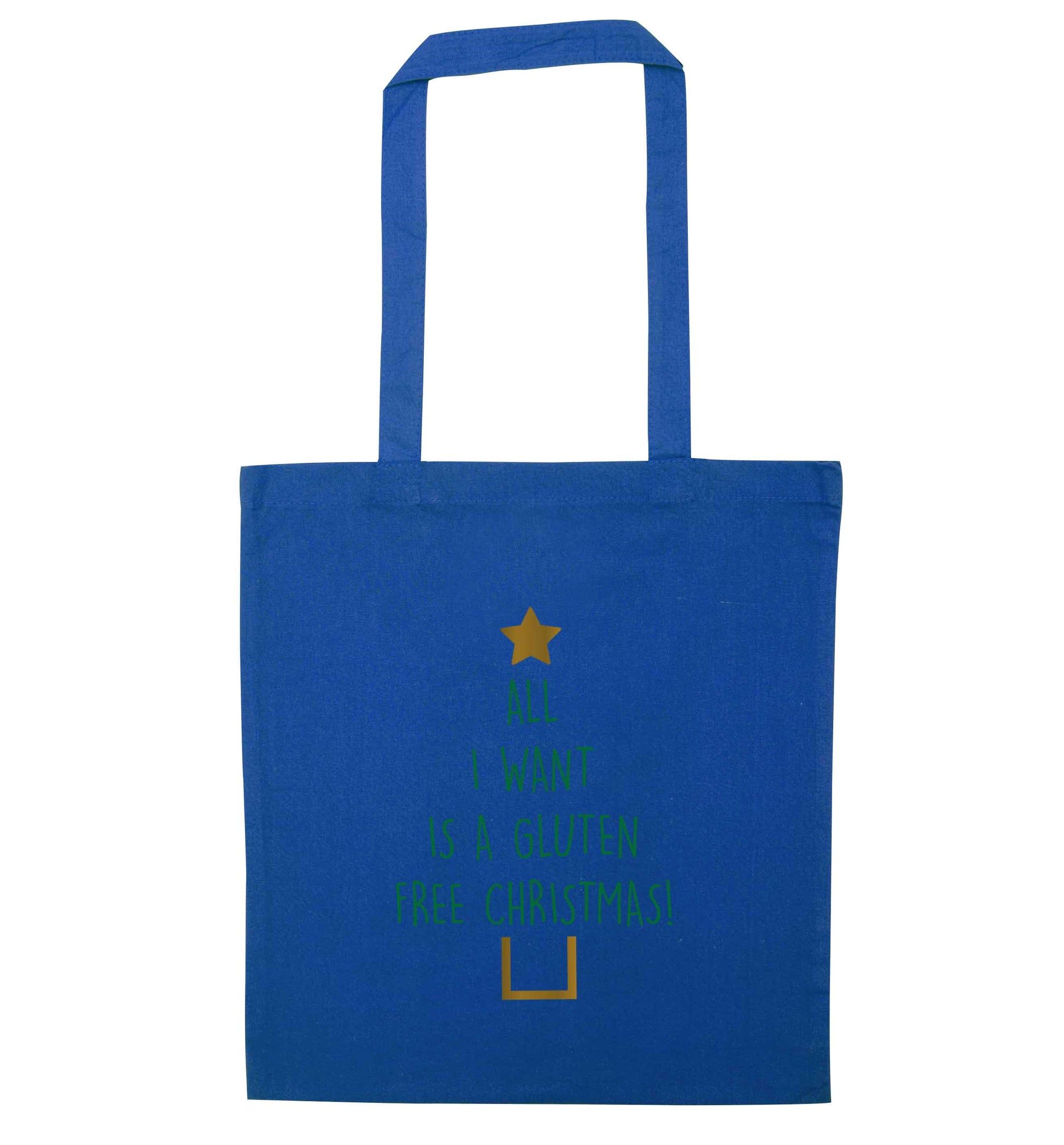 All I want is a gluten free Christmas blue tote bag