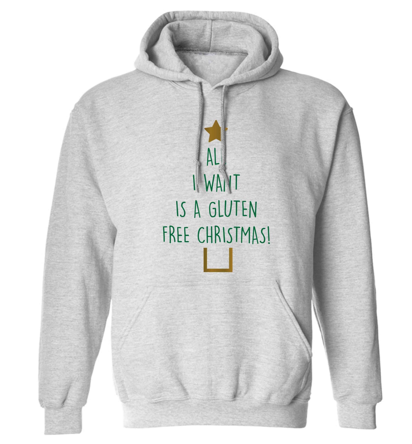 All I want is a gluten free Christmas adults unisex grey hoodie 2XL