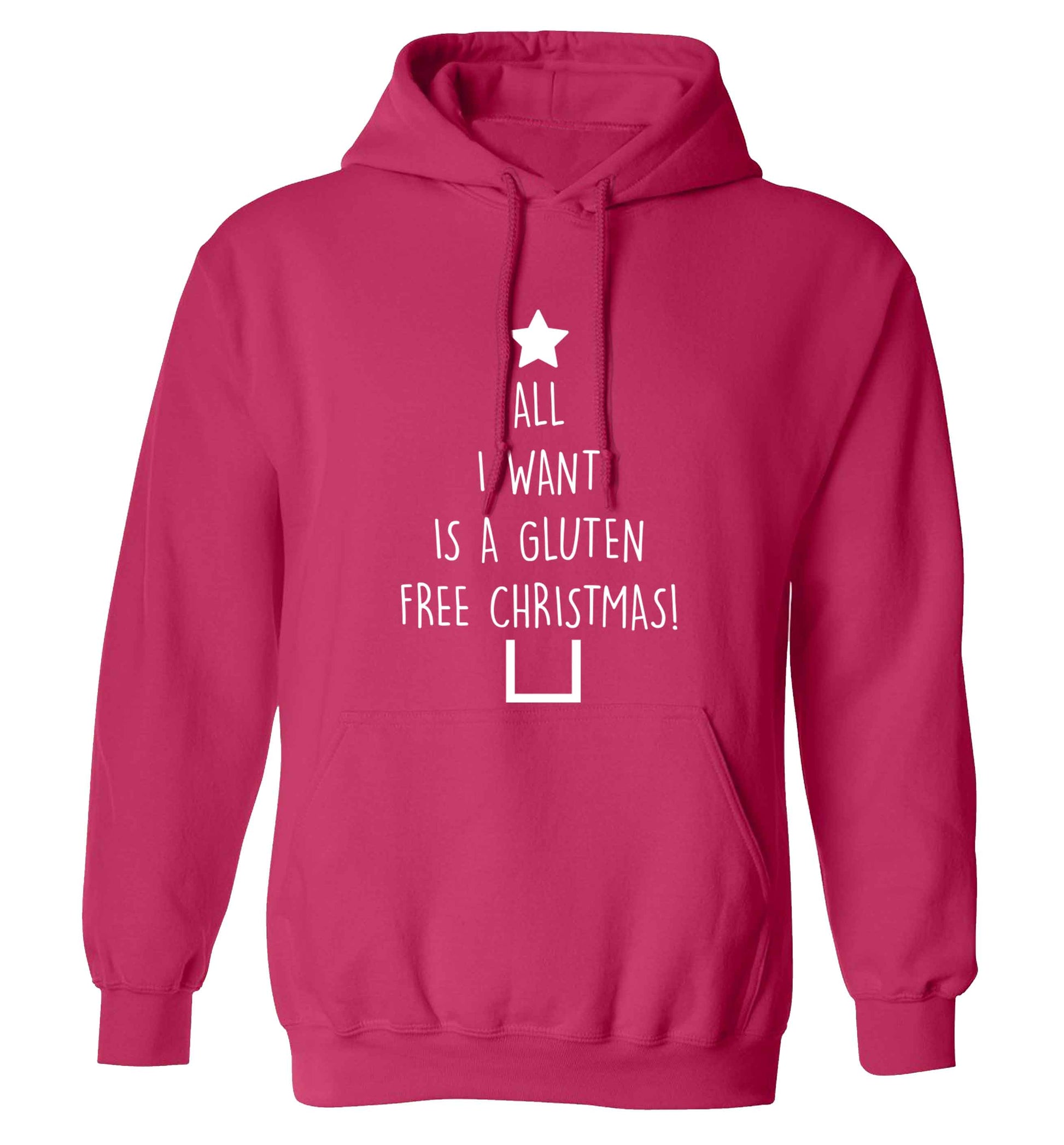 All I want is a gluten free Christmas adults unisex pink hoodie 2XL
