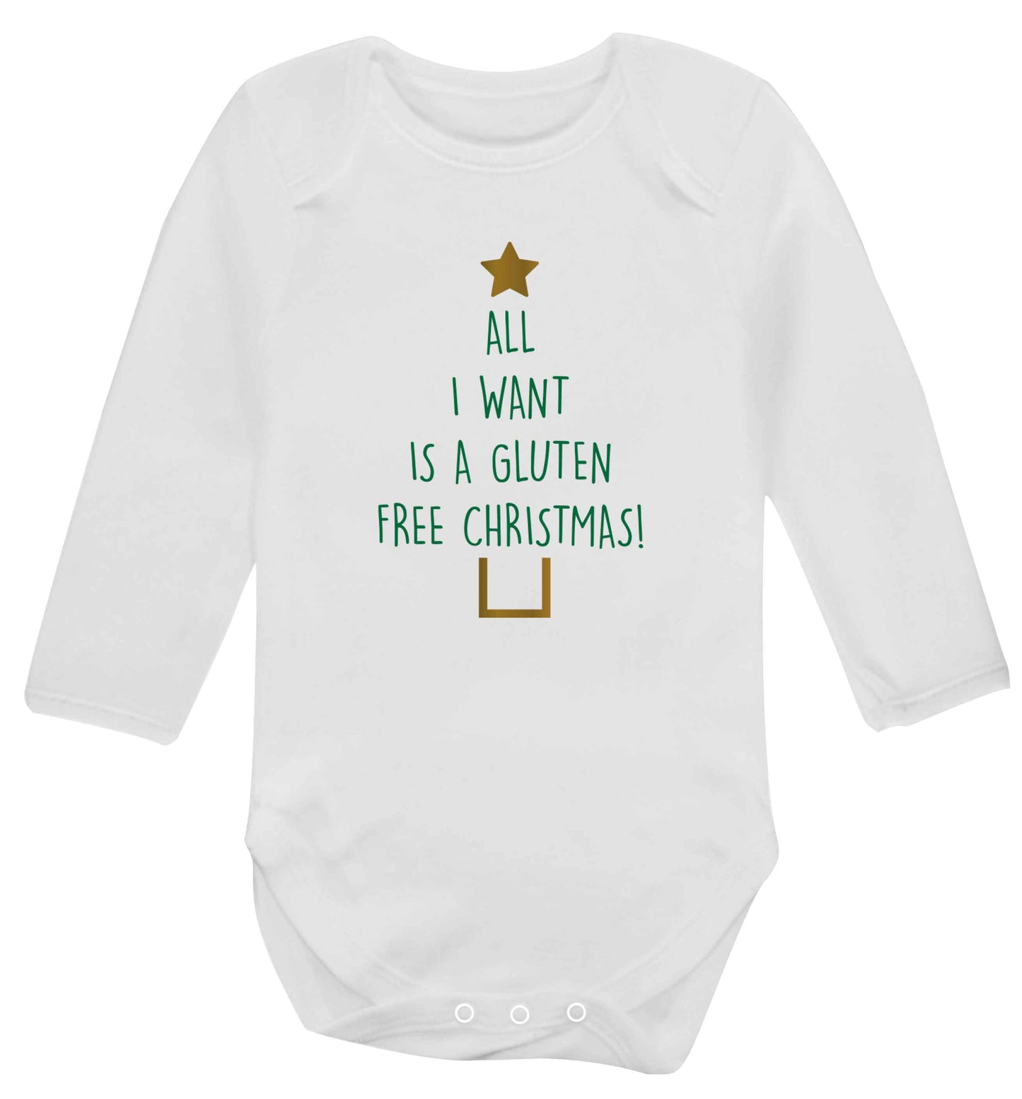 All I want is a gluten free Christmas Baby Vest long sleeved white 6-12 months