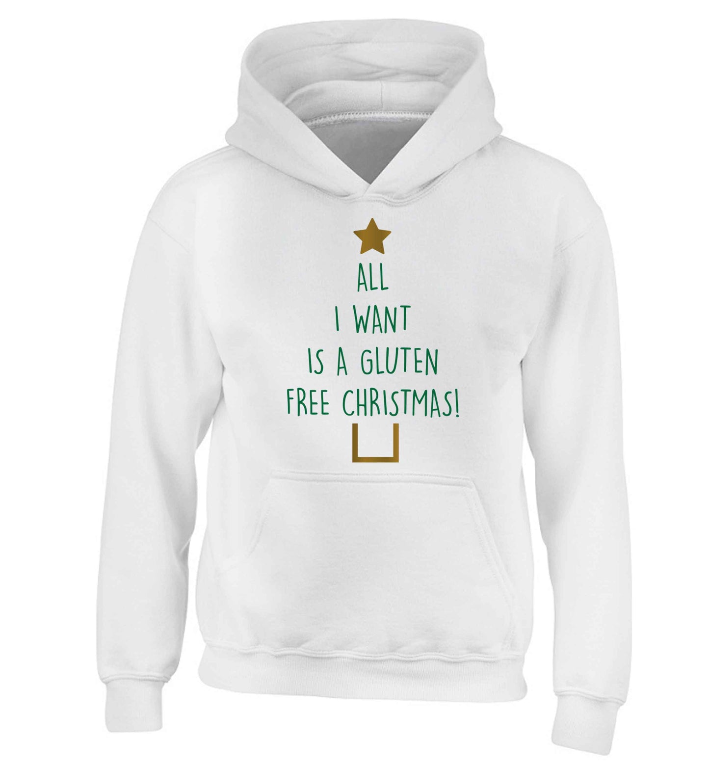 All I want is a gluten free Christmas children's white hoodie 12-13 Years