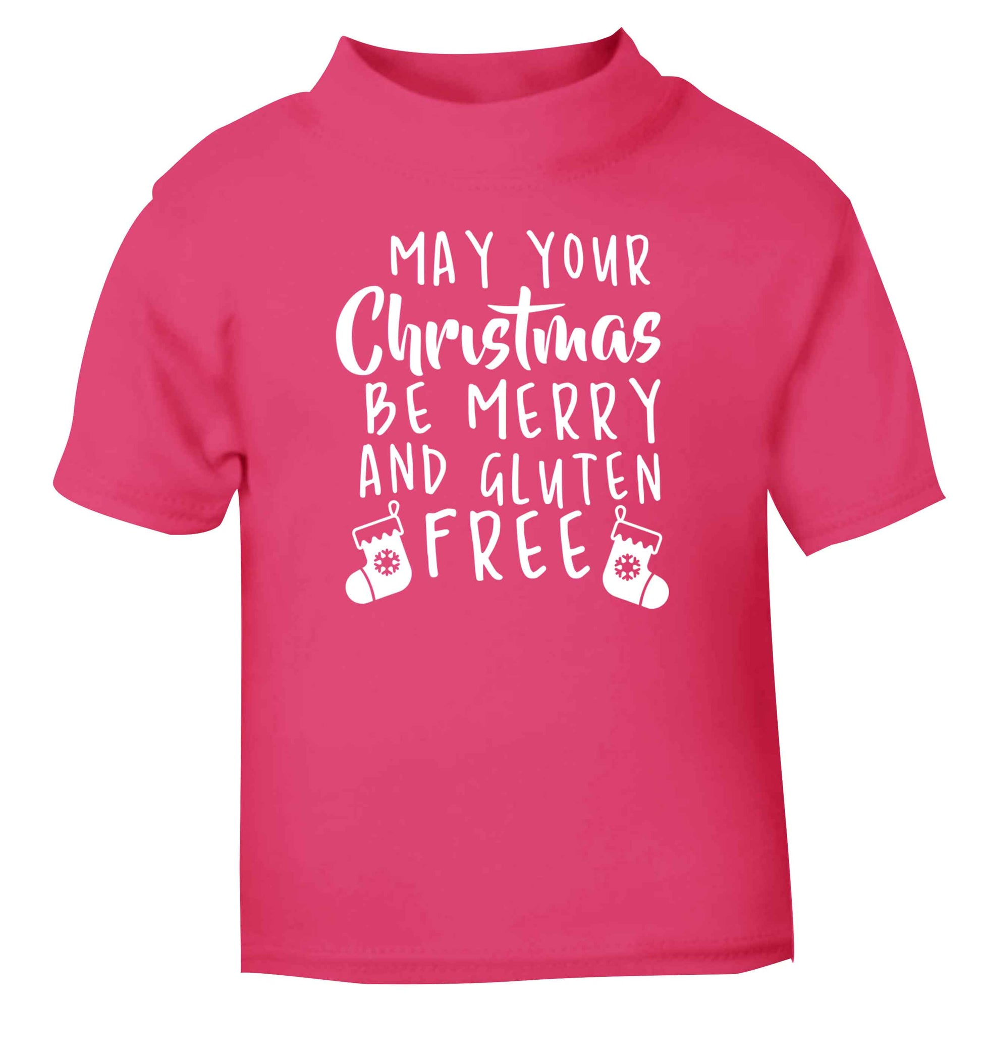 May your Christmas be merry and gluten free pink Baby Toddler Tshirt 2 Years