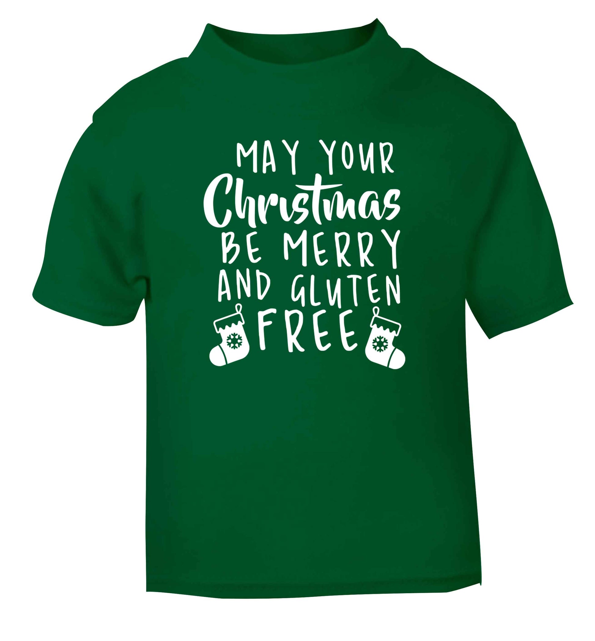 May your Christmas be merry and gluten free green Baby Toddler Tshirt 2 Years