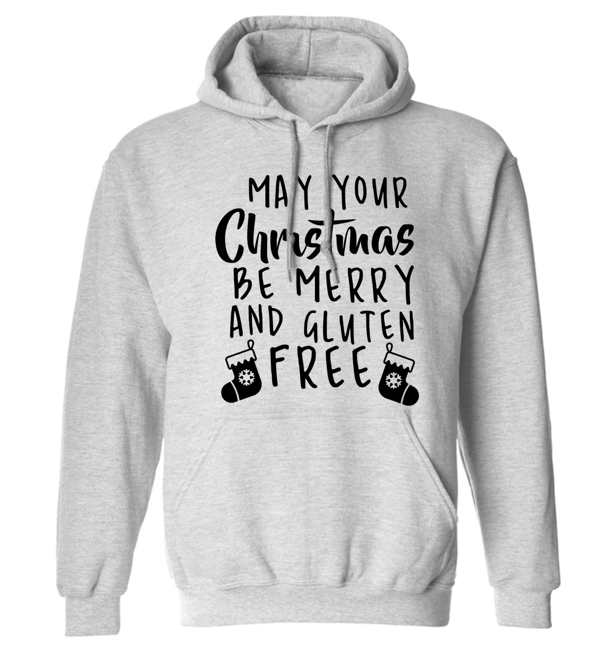 May your Christmas be merry and gluten free adults unisex grey hoodie 2XL