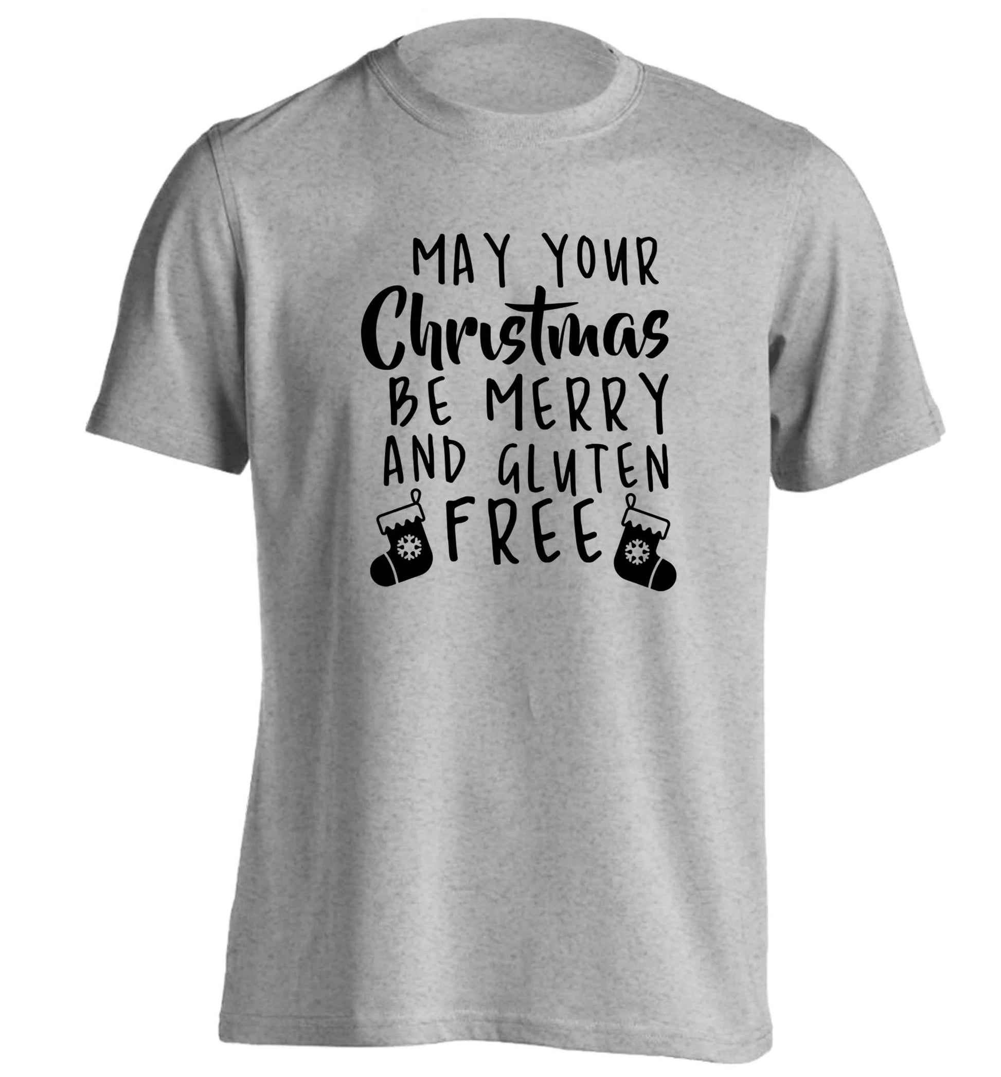 May your Christmas be merry and gluten free adults unisex grey Tshirt 2XL