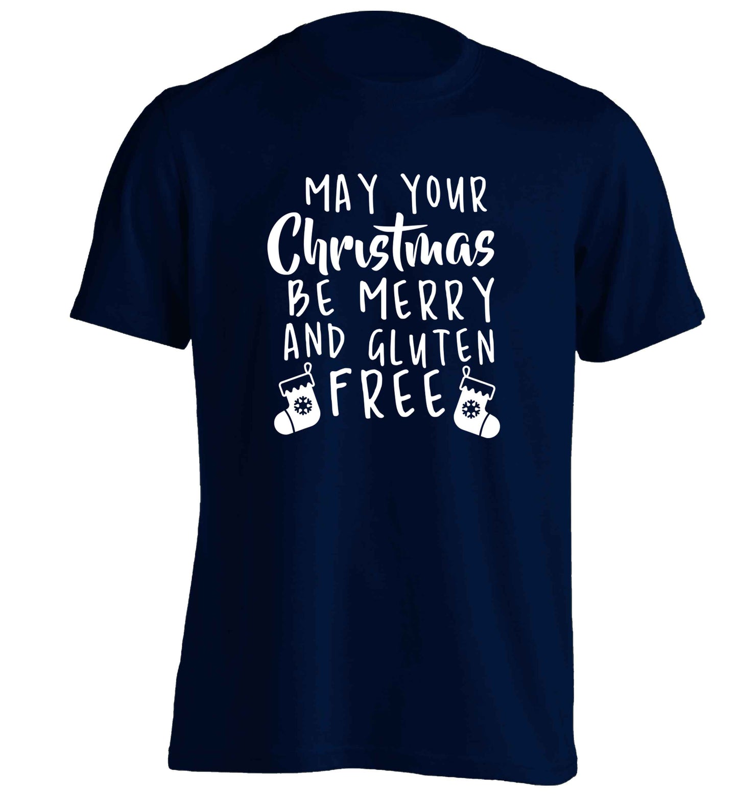 May your Christmas be merry and gluten free adults unisex navy Tshirt 2XL