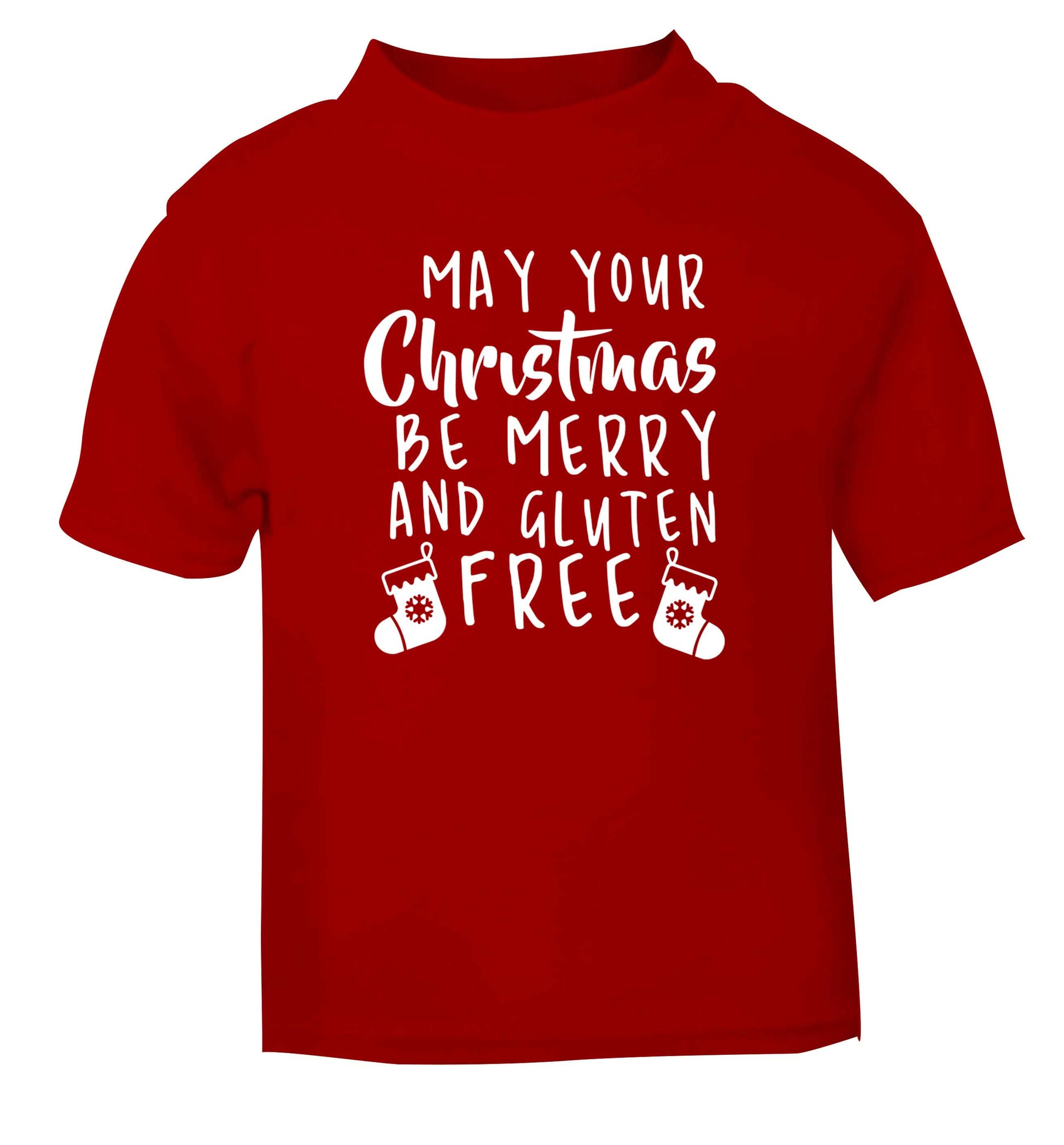 May your Christmas be merry and gluten free red Baby Toddler Tshirt 2 Years