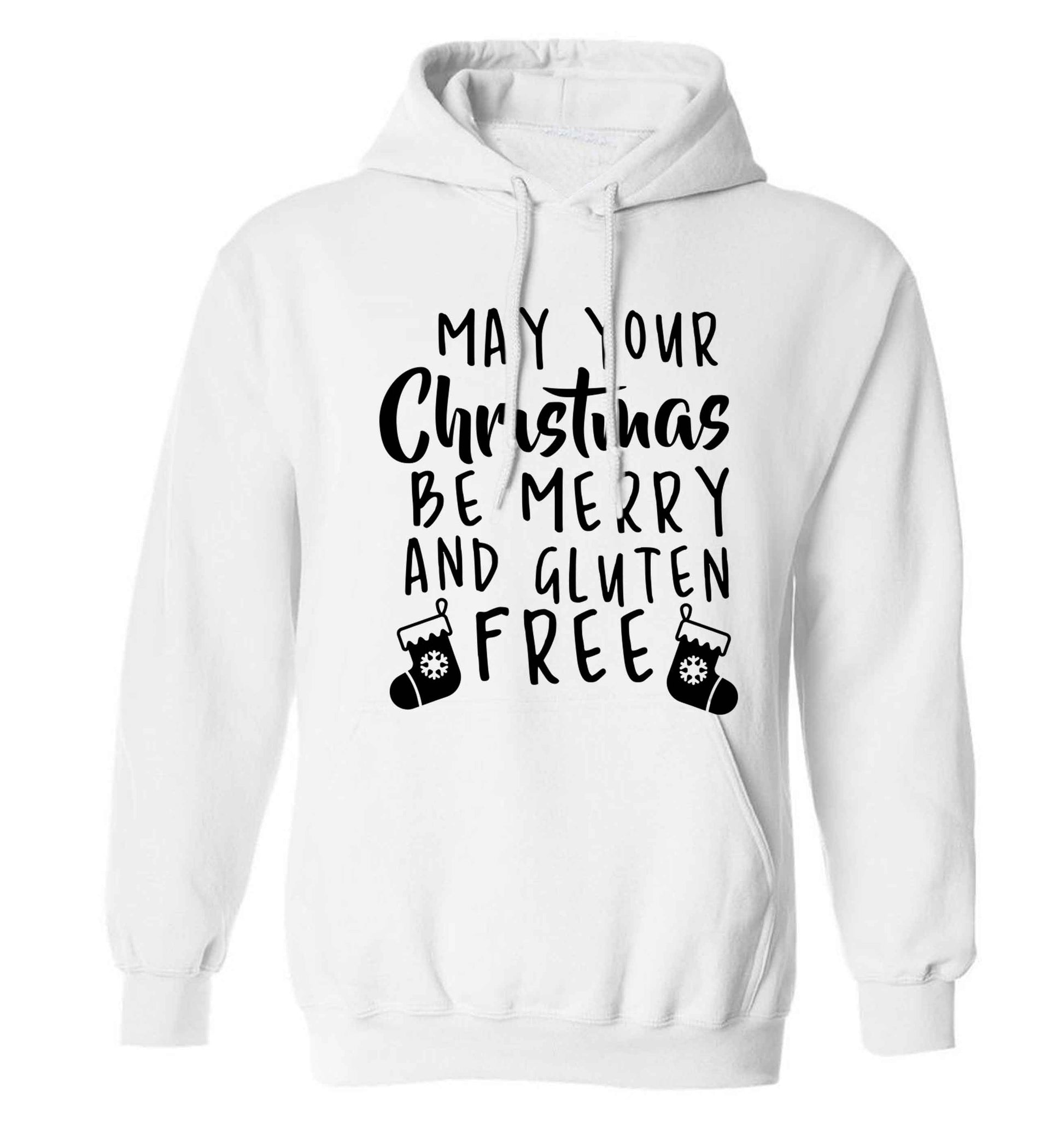 May your Christmas be merry and gluten free adults unisex white hoodie 2XL