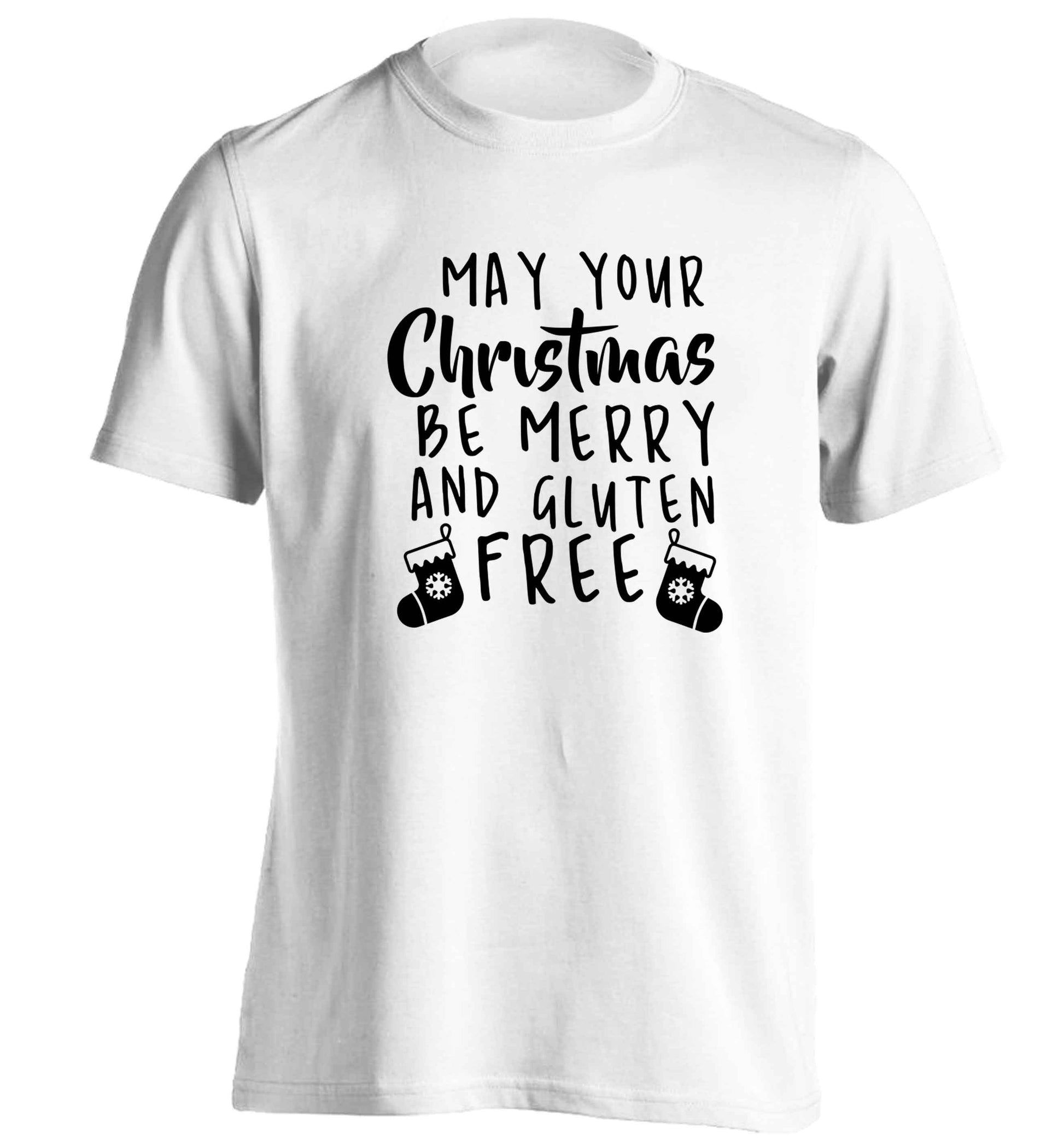 May your Christmas be merry and gluten free adults unisex white Tshirt 2XL