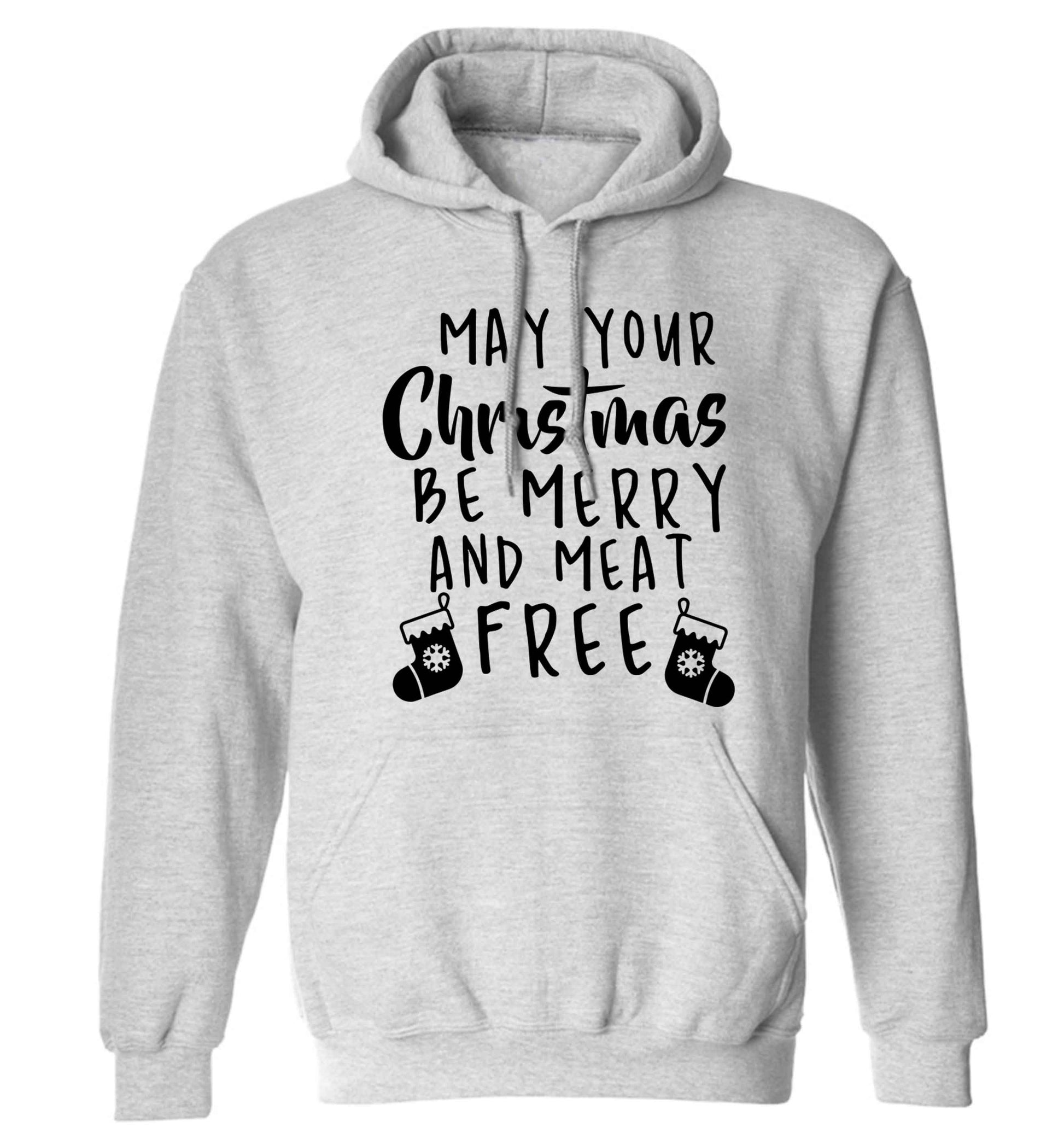 May your Christmas be merry and meat free adults unisex grey hoodie 2XL