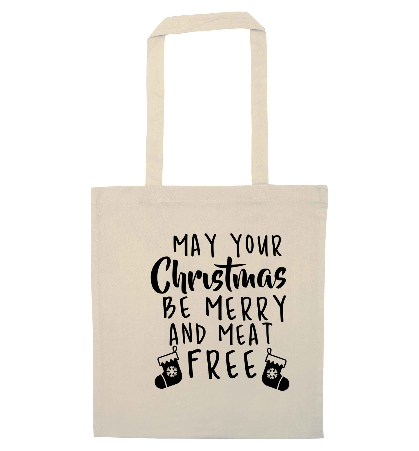 May your Christmas be merry and meat free natural tote bag
