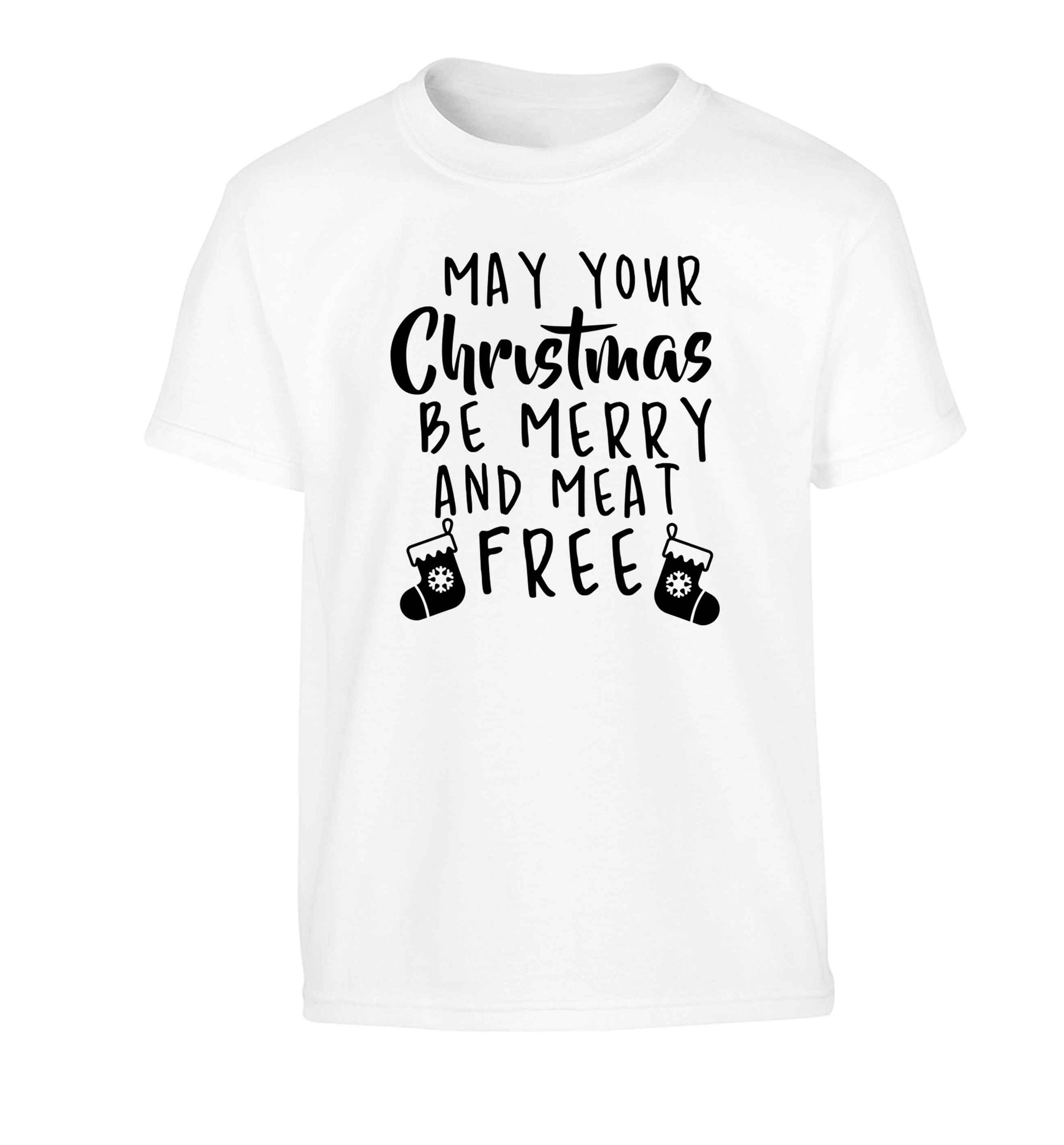 May your Christmas be merry and meat free Children's white Tshirt 12-13 Years