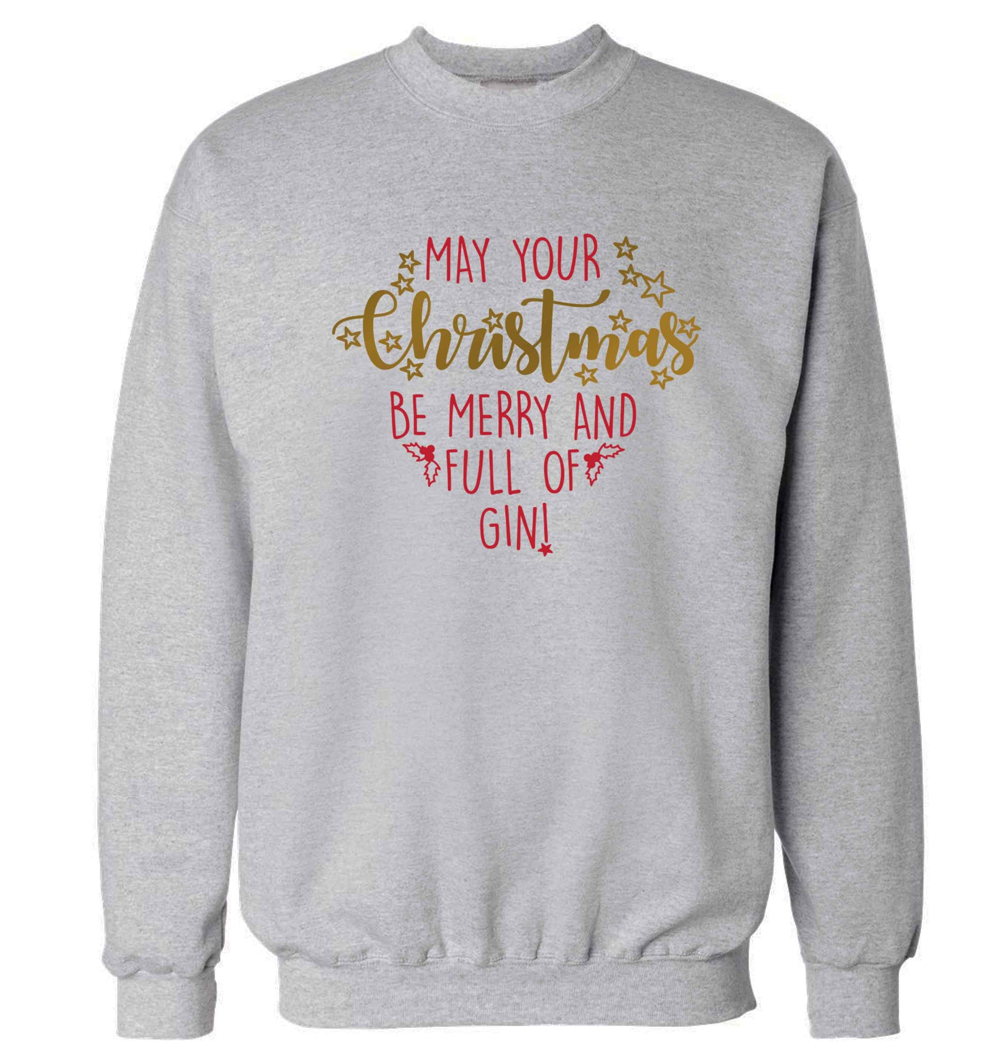 May your Christmas be merry and full of gin Adult's unisex grey Sweater 2XL