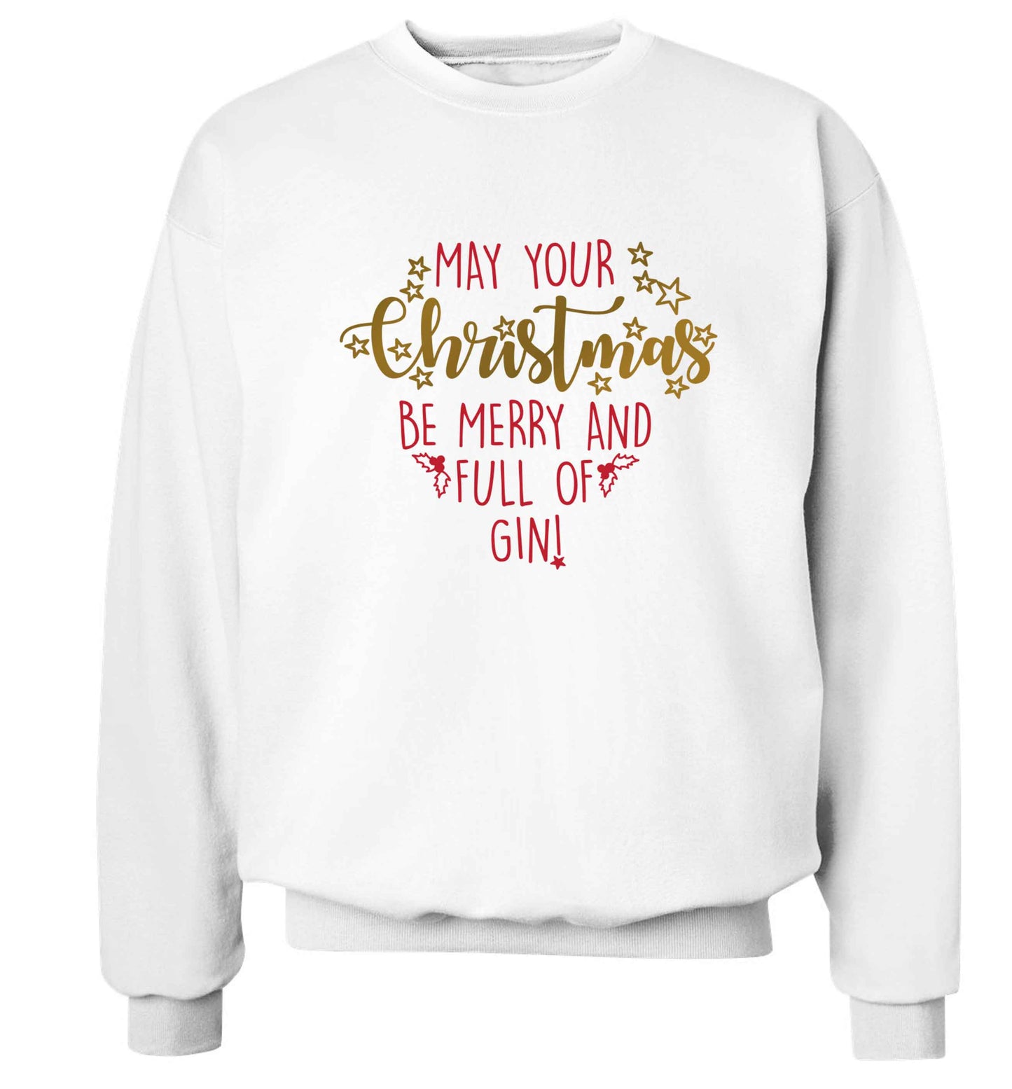 May your Christmas be merry and full of gin Adult's unisex white Sweater 2XL