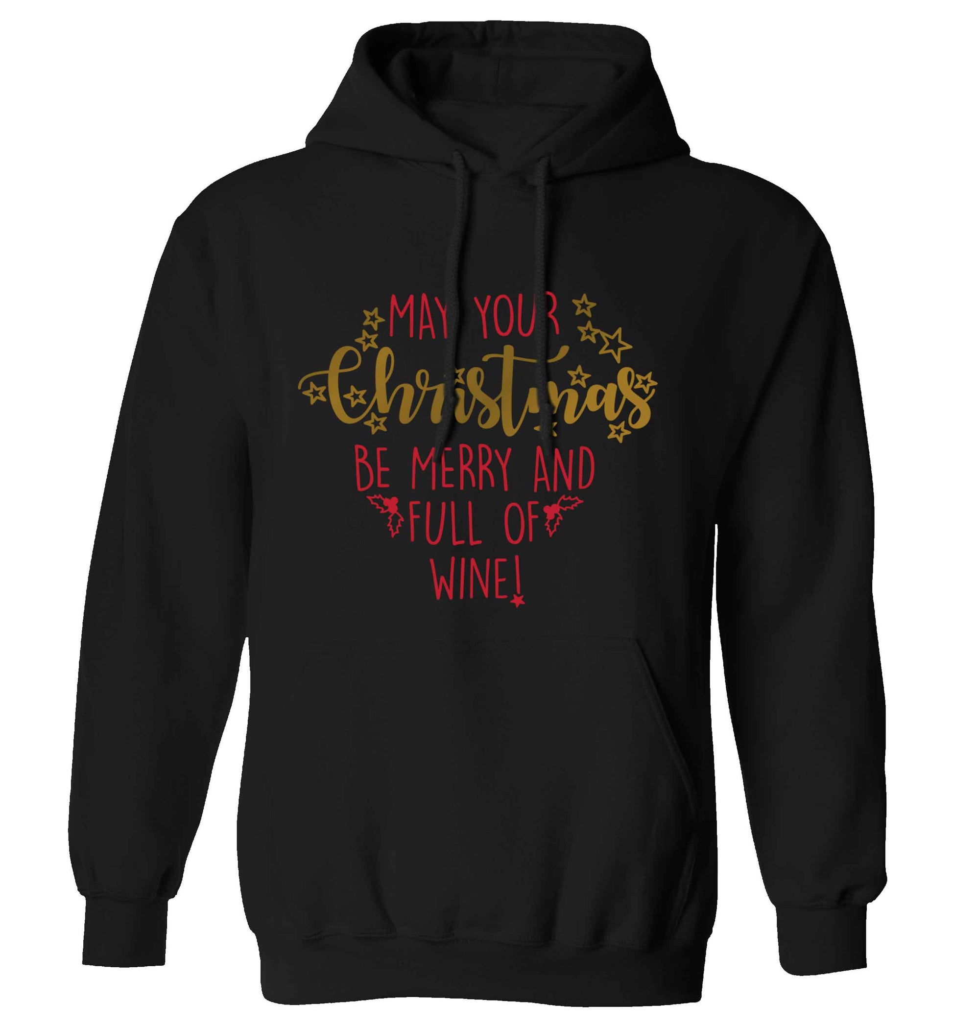 May your Christmas be merry and full of wine adults unisex black hoodie 2XL