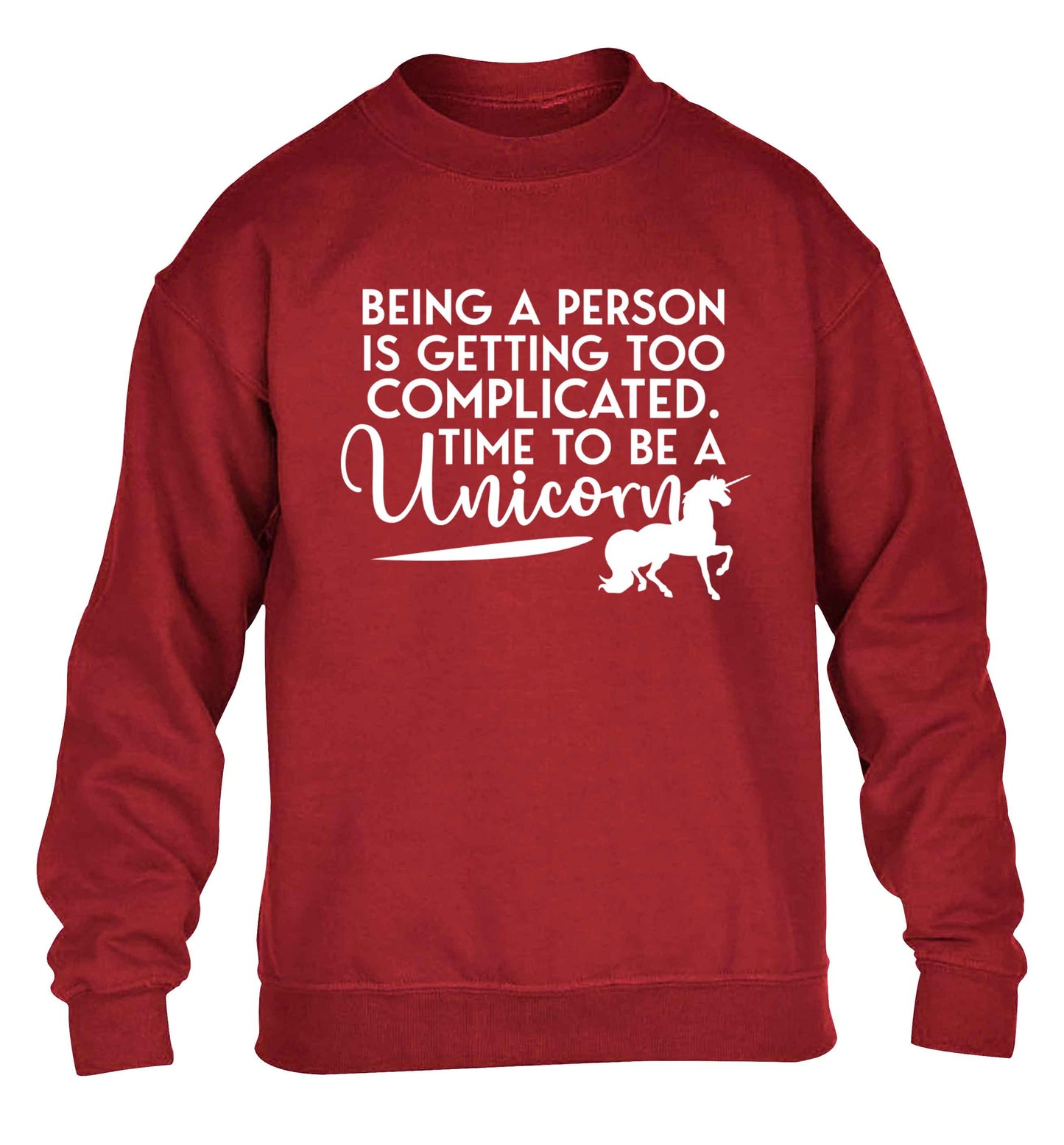 Being a person is getting too complicated time to be a unicorn children's grey sweater 12-13 Years