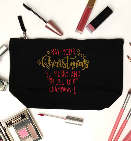May your Christmas be merry and full of champagne black makeup bag