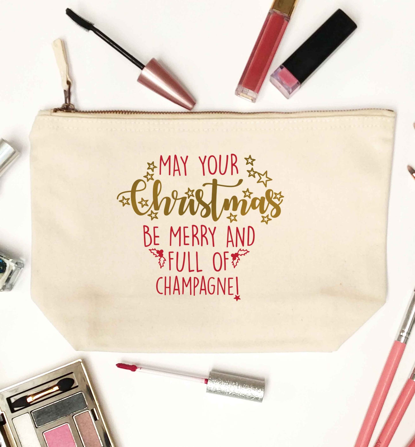 May your Christmas be merry and full of champagne natural makeup bag