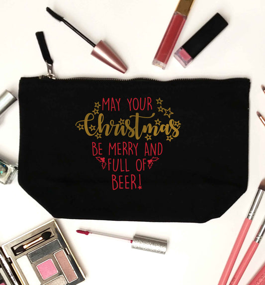 May your Christmas be merry and full of beer black makeup bag