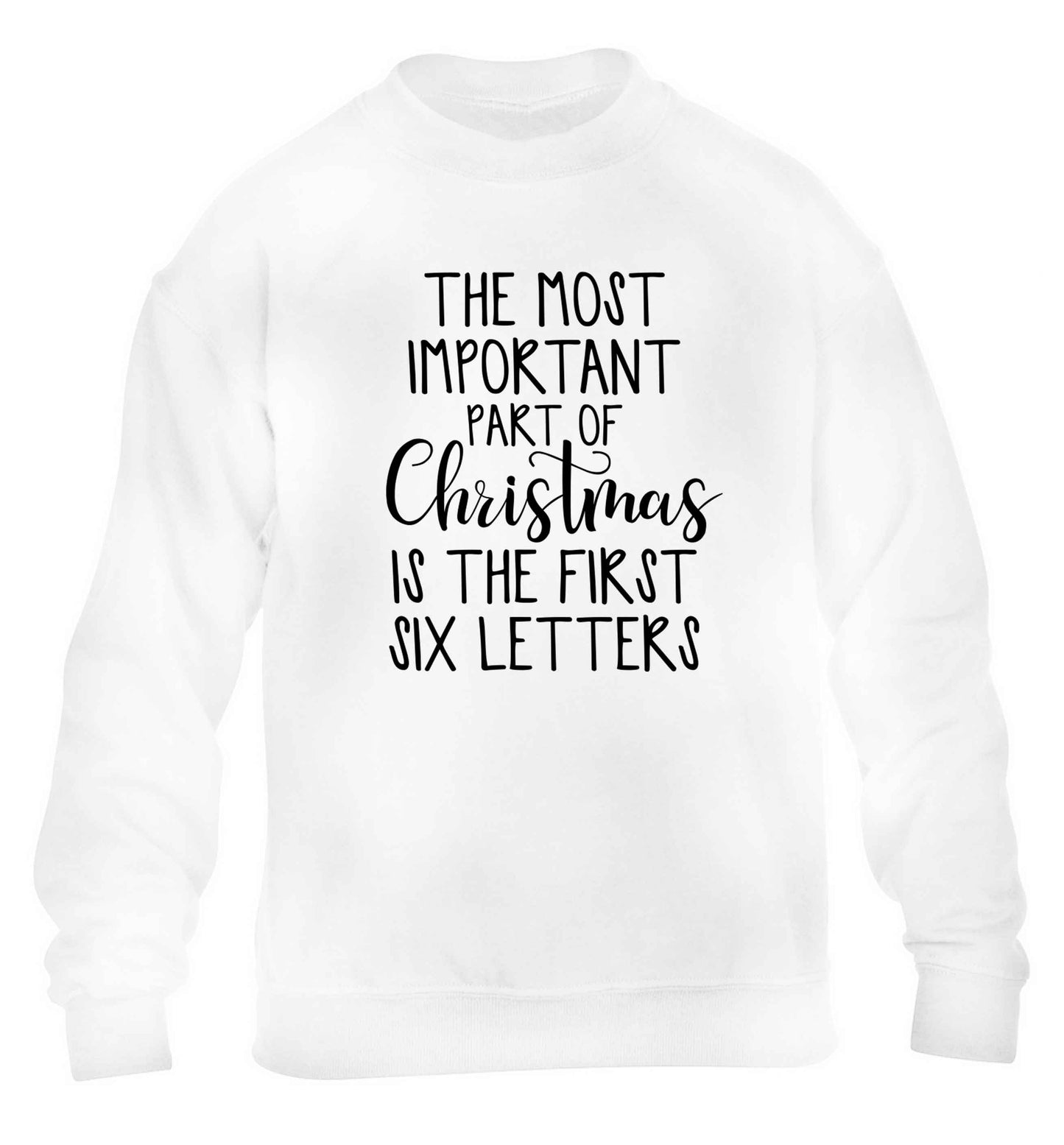 The most important thing about Christmas is the first six letters children's white sweater 12-13 Years