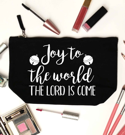 Joy to the world the Lord is come black makeup bag