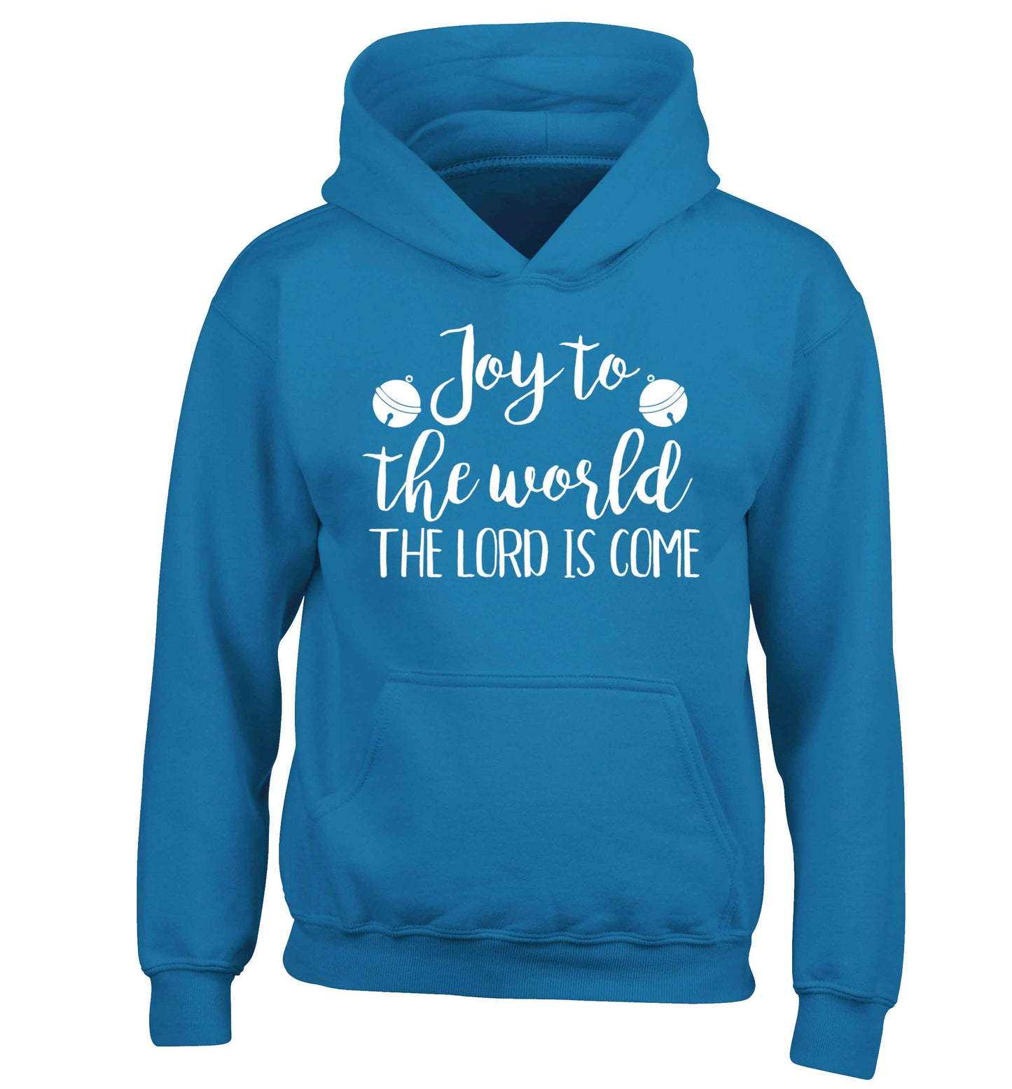 Joy to the world the Lord is come children's blue hoodie 12-13 Years