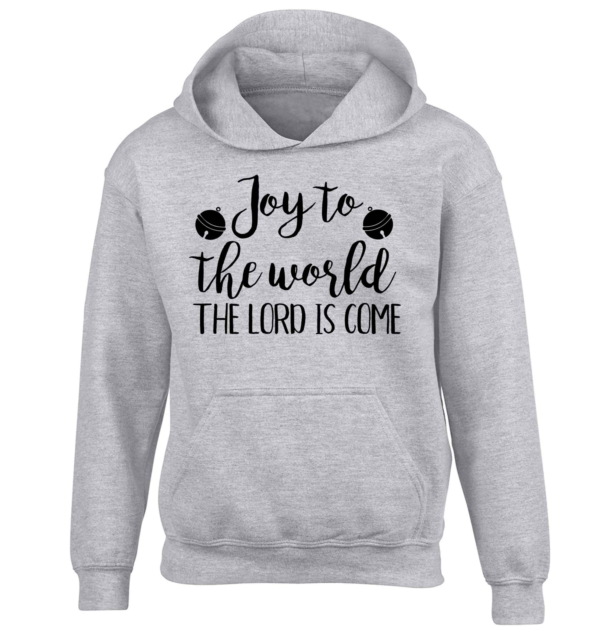 Joy to the world the Lord is come children's grey hoodie 12-13 Years