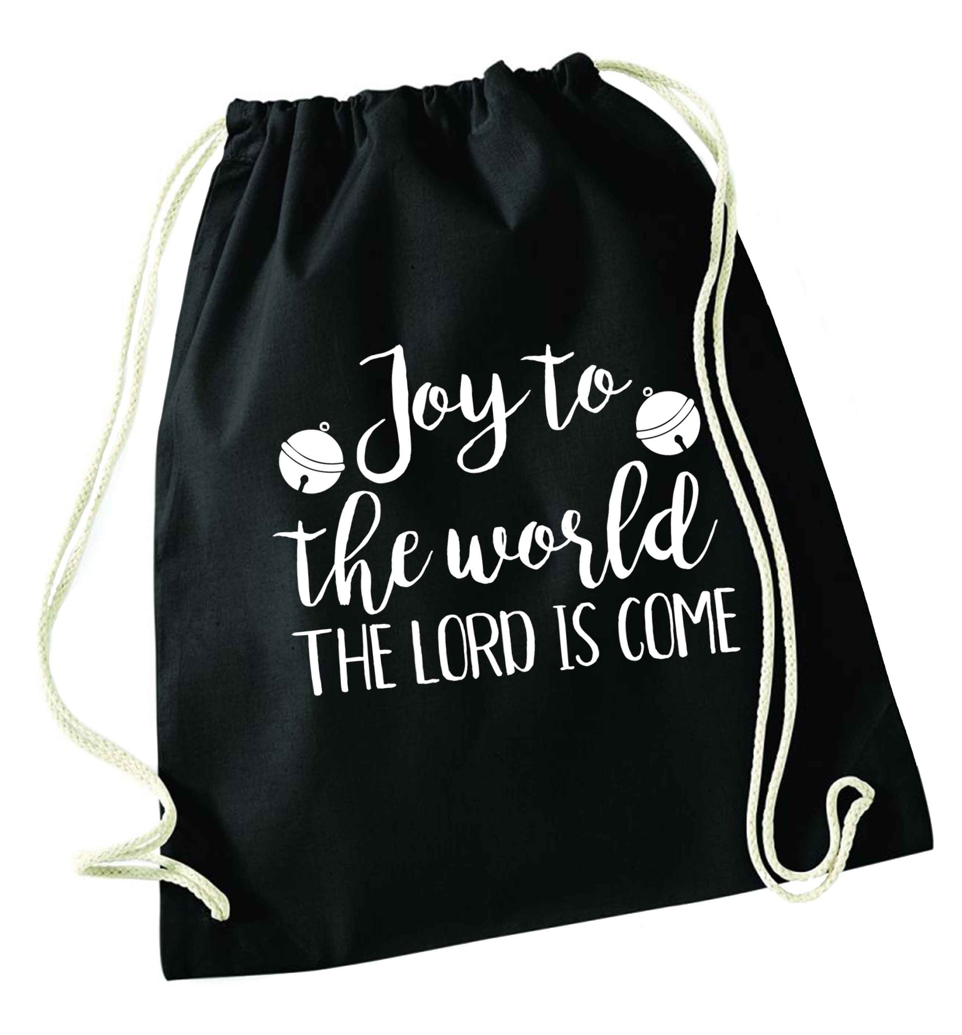 Joy to the World Lord black drawstring bag