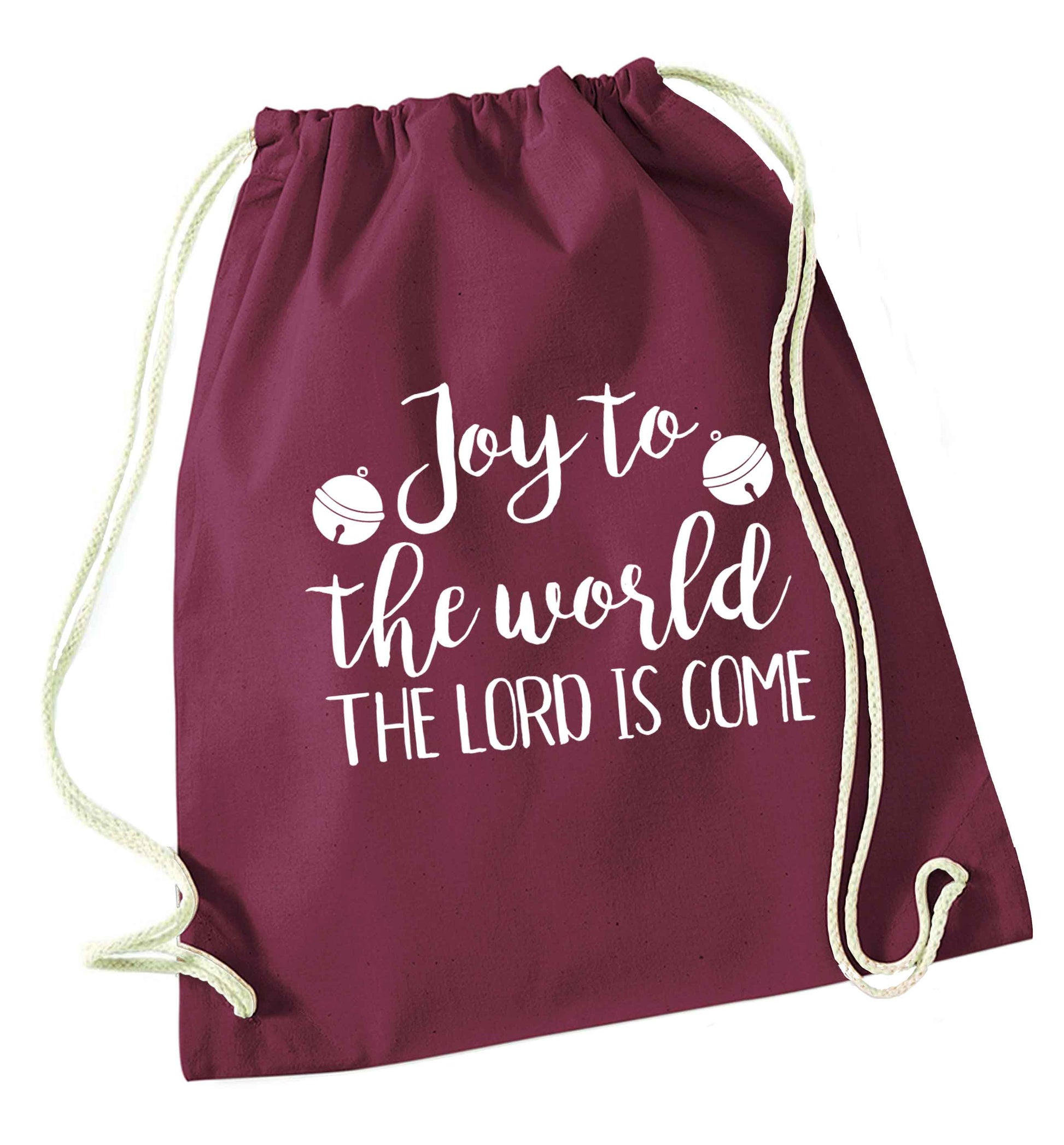 Joy to the World Lord maroon drawstring bag