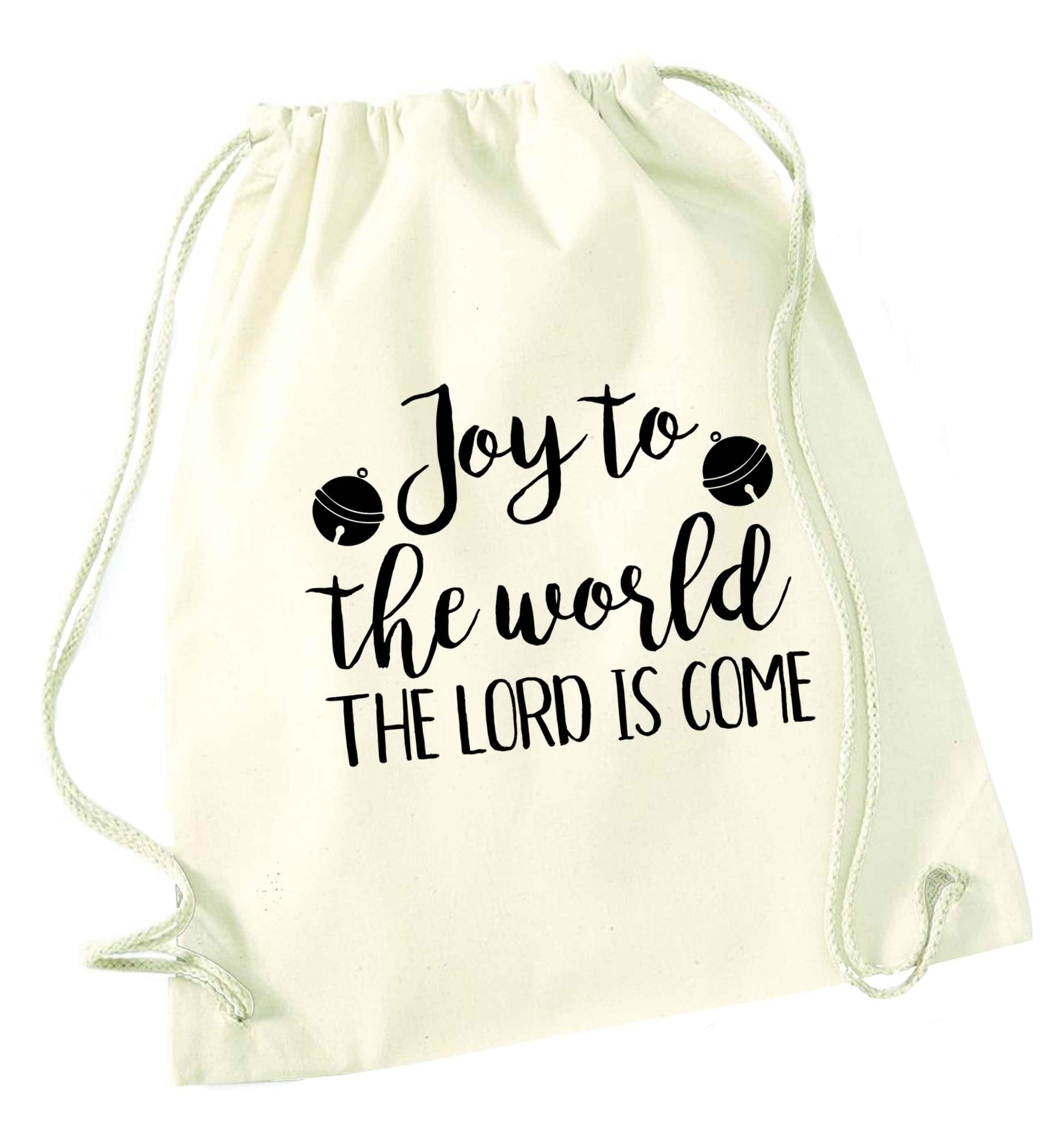 Joy to the World Lord natural drawstring bag